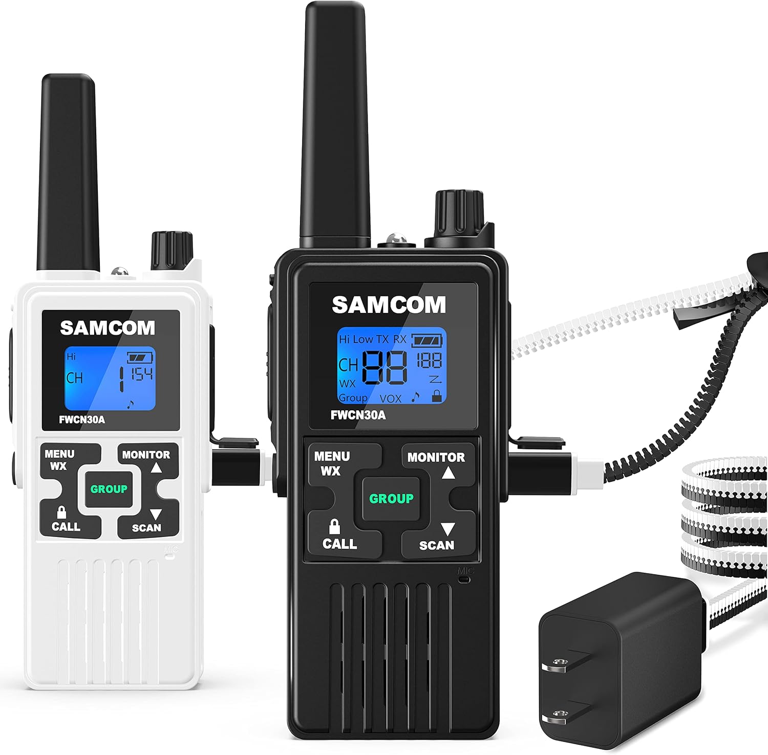 FRS Walkie Talkie Long Range Rechargeable 1250mAh Battery Portable Handheld Two Way Radio License Free Family Walky Talky for Adult Kids USB Charger with Group VOX SCAN NOAA Call Function, 4 Packs