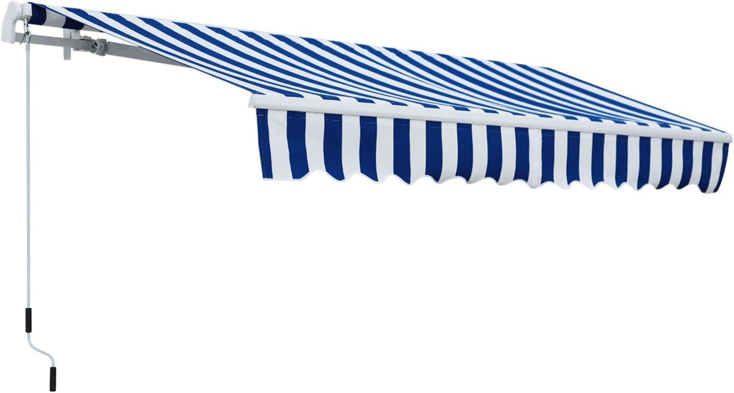 Manual Retractable Patio,Retractable Awnings for Patio, Door Window Awning Canopy Sunshade Shelter Outdoor Front Door Window Awning Patio Canopy Rain Cover UV Protected Eaves 11.8 x 8.2 FT