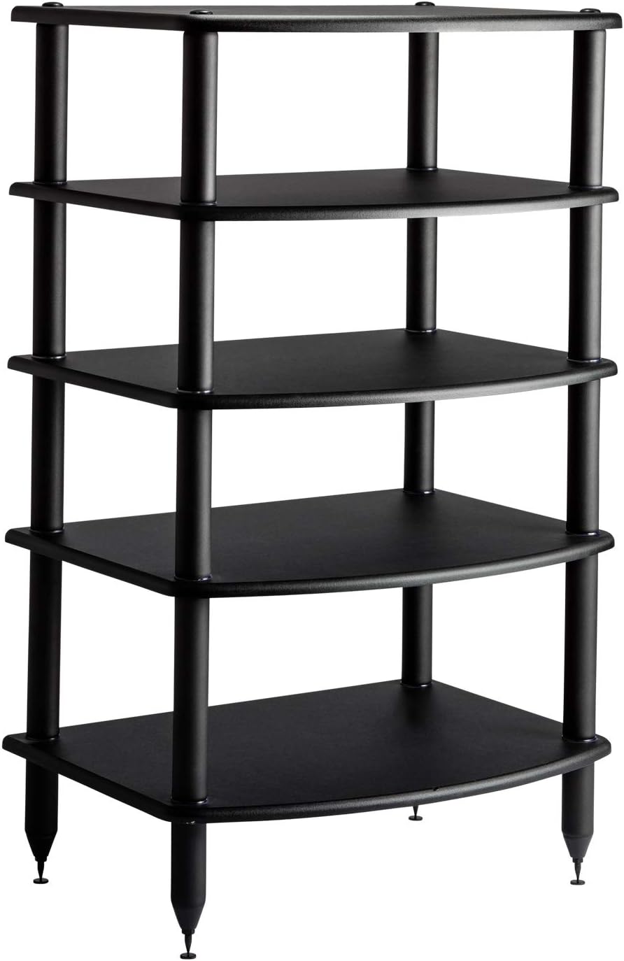 Pangea Audio Vulcan Four Shelf Audio Rack (Rosenut) Media Stand, and Components Cabinet