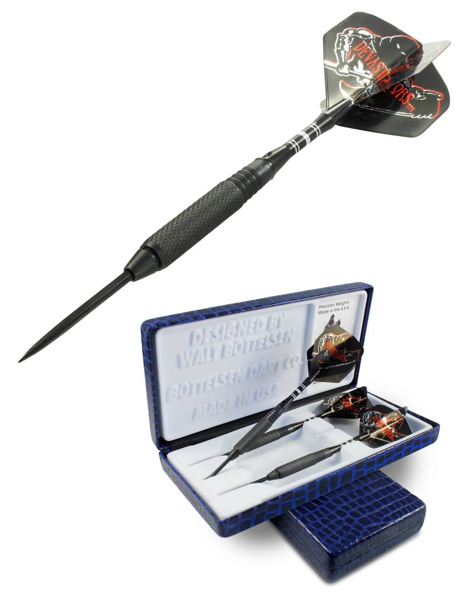 Bottelsen 2392D5 23 G Devastators Fixed Point Coarse Knurl Dart - Black Steel 95 Percent Tungsten