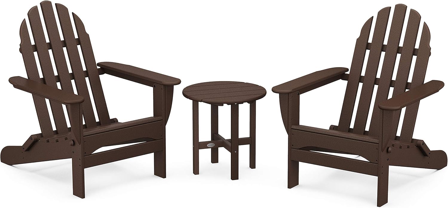 POLYWOOD PWS214-1-BL Classic Adirondack Chair Seating Set in Black