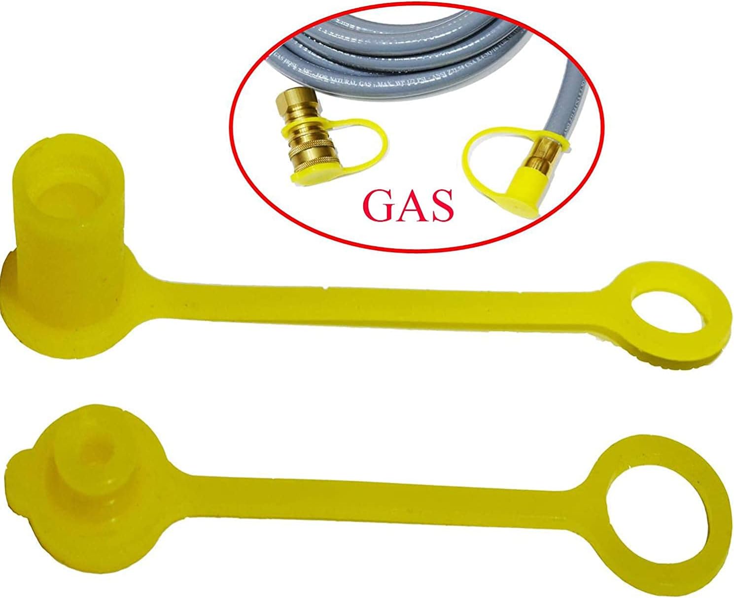 AuPro 1/2 Gas Port Plug and Dust Cap 1/2'' Quick Disconnect Connect Propane Natural LP, Yellow, 3/8'' Pack of 2