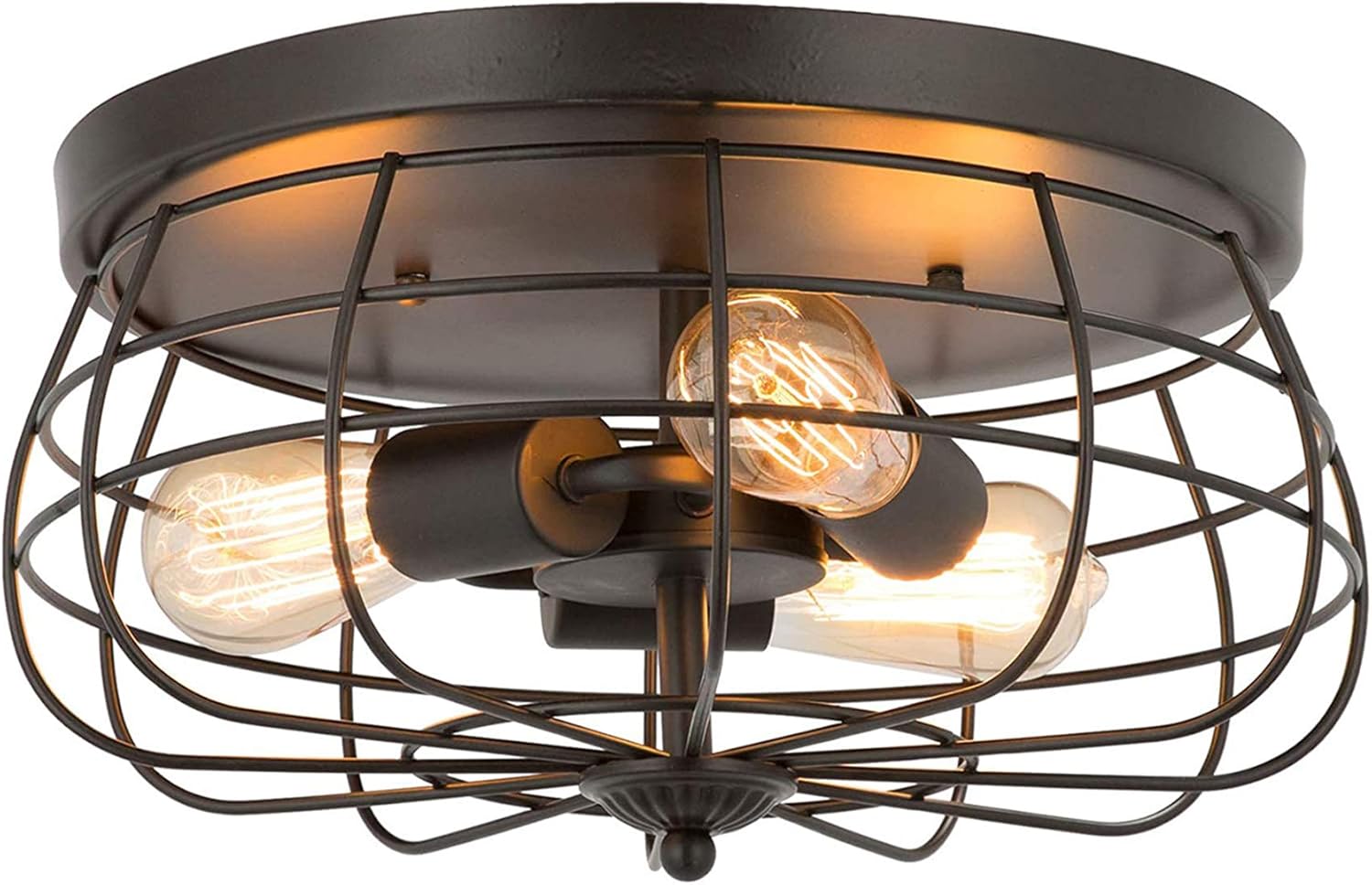 Ganeed Rustic Famhouse Ceiling Light with Metal and Wood Shape,Industrial 4 Lights Rectangle Semi Flush Mount Light Fixture for Hallway Bedroom Kitchen Entryway, Black(E26)