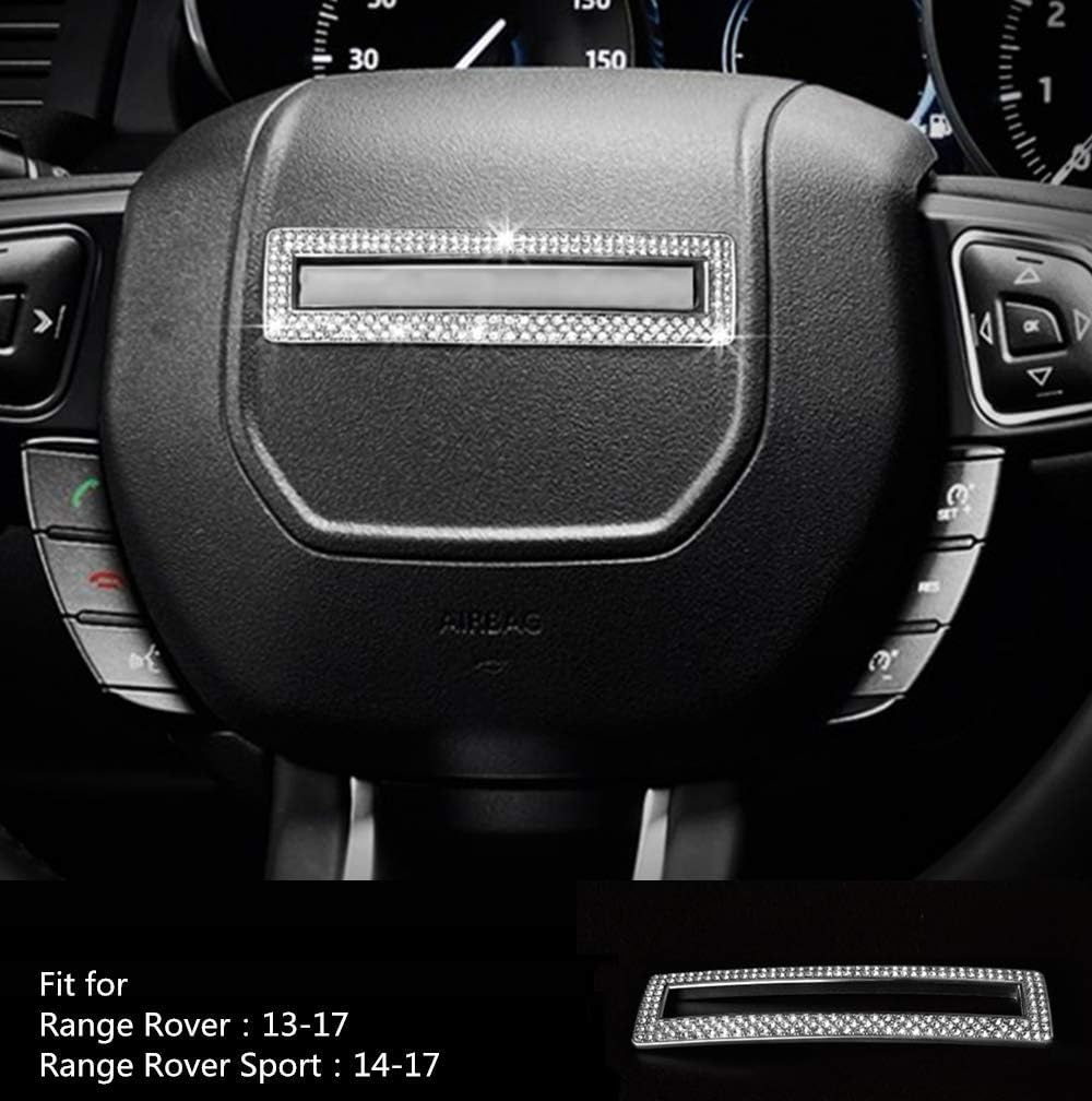 HAILWH Bling Interior Accessories Fit for Land Rover Range Rover Range Rover Sport 2013-2017 Rhinestone Crystal Sticker Modification Accessories (Silver, Steering Wheel Button Stickers 2pc/Set)
