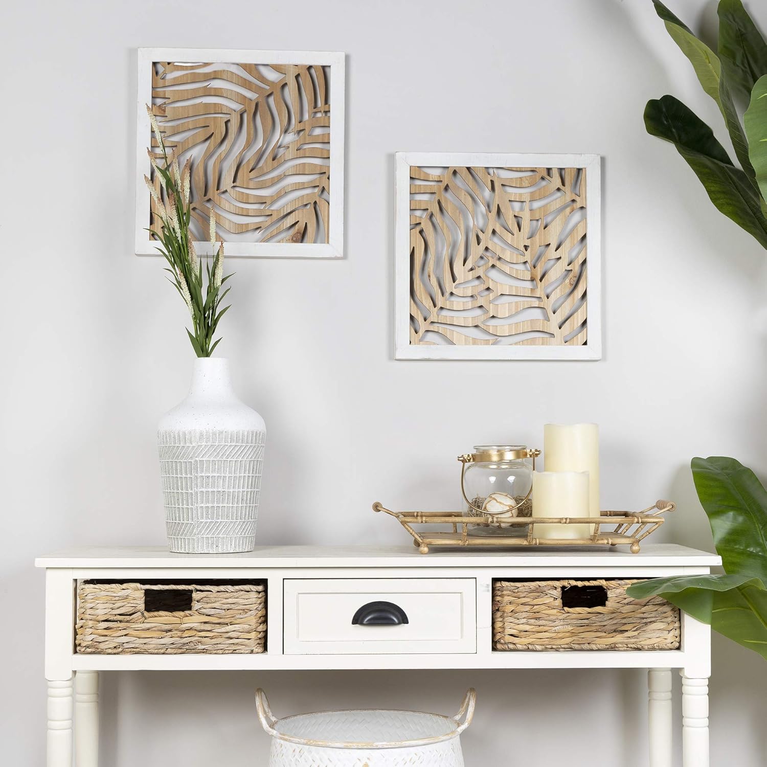 Stratton Home Decor S36889 Table Top, 21.00 X 11.50 X 3.50, Tan Pack of 2