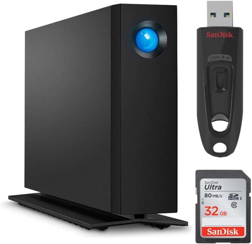 LaCie 10TB d2 Professional USB 3.1 Type-C External Hard Drive (STHA10000800) with 32GB Storage Bundle (3 Items)