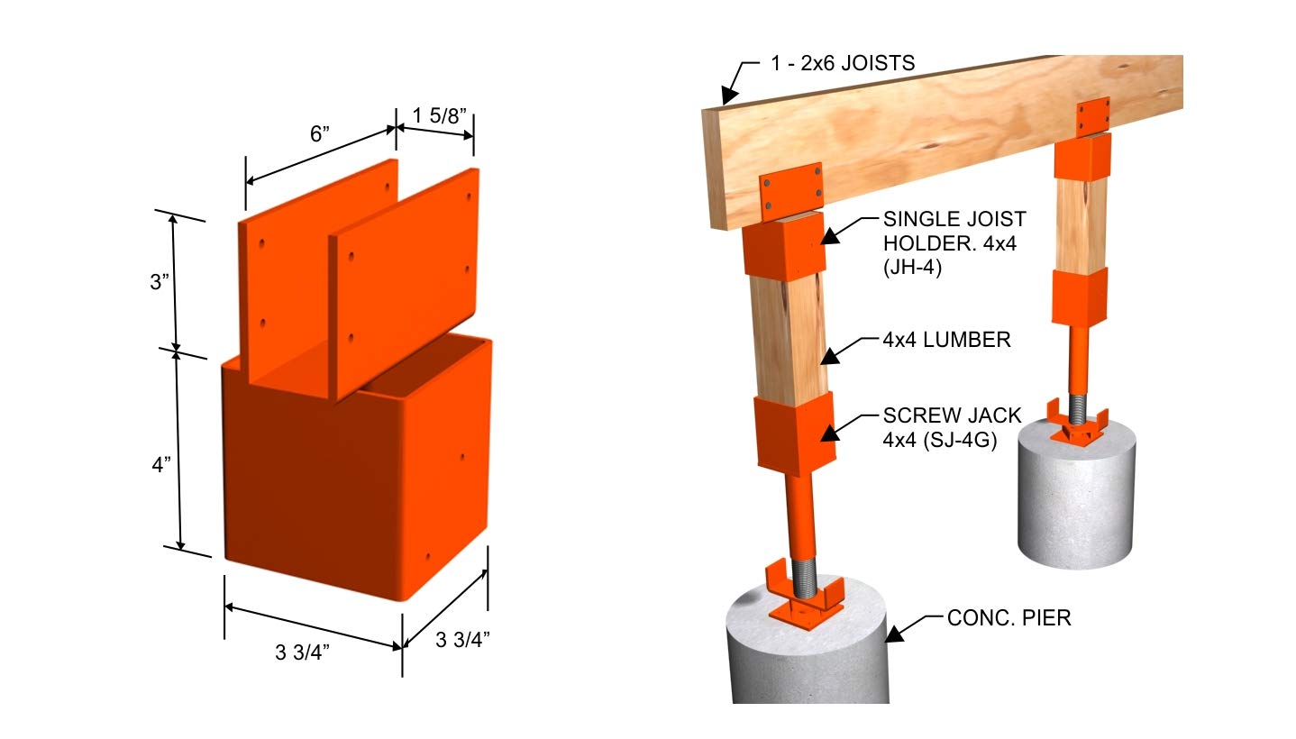 Ellis Manufacturing Company Single 2x6 Joist Holder - Secure Posts to Joists in Crawl Space - Extra Lateral Support