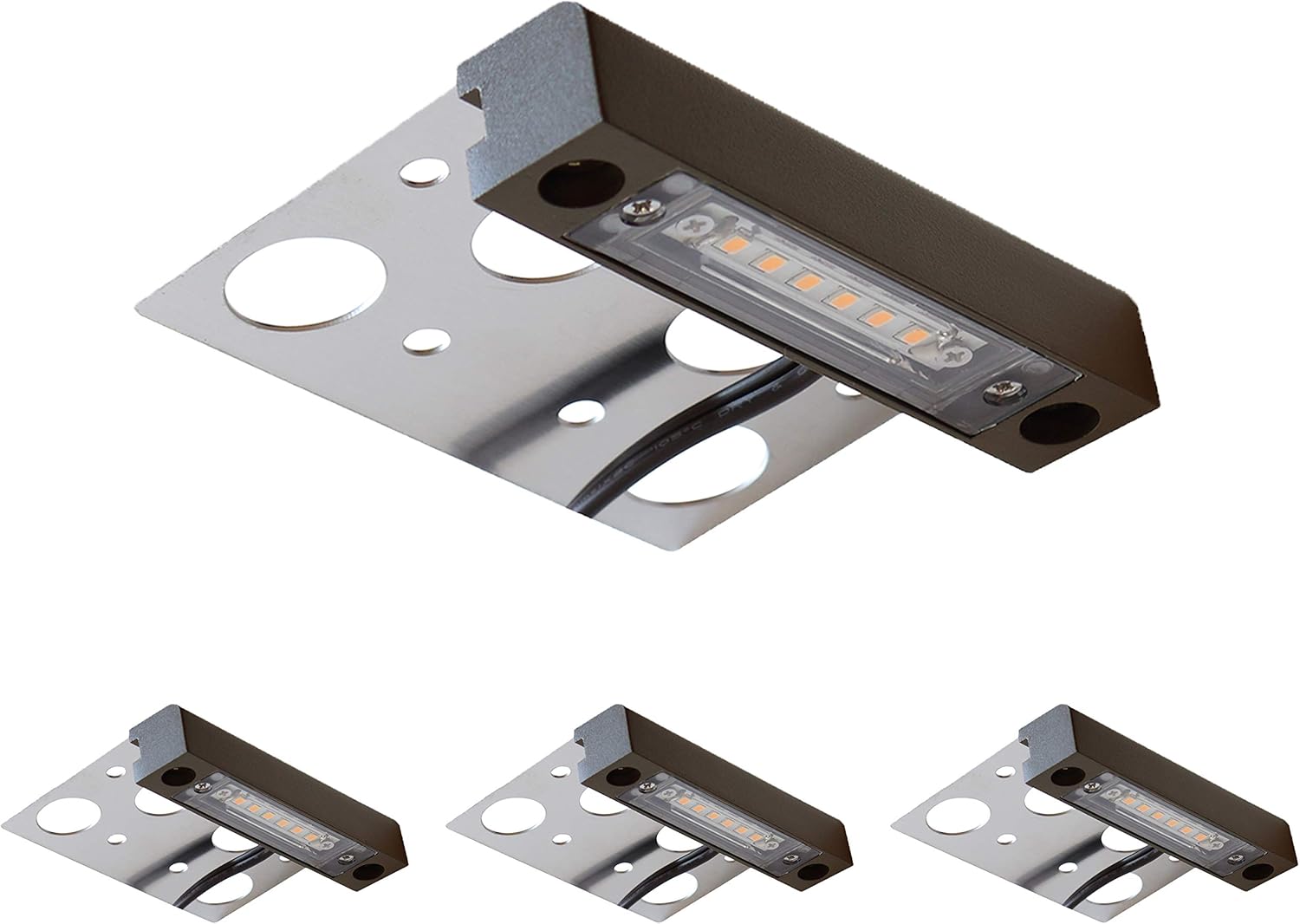 GKOLED 4 Inches LED Hardscape Light, Paver Wall Light, 2W 2700K LED Light Source, Outdoor Step Light, Solid Powder Coated Die-cast Aluminum Housing, Low Voltage 12V AC/DC, Pack of 4, UL Listed