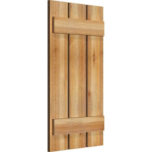 Ekena Millwork RBS06S17X032RWR 17 1/8x22W x 32x22H TimberCraft Three 5 3/8x22 Boards Spaced Board-n-Batten Shutters, Rough Sawn