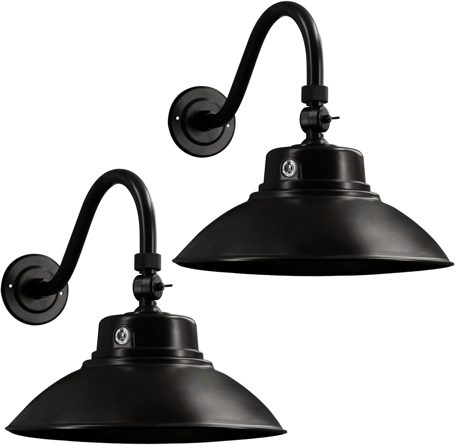 14in.Outdoor LED Gooseneck Barn Light Fixture, 2 Pack Outdoor Wall Light Fixtures 6000K Sensor Dusk to Dawn Barn Lights Exterior with Photocell, Farmhouse Outdoor Lights for House-ETL Listed (Black)