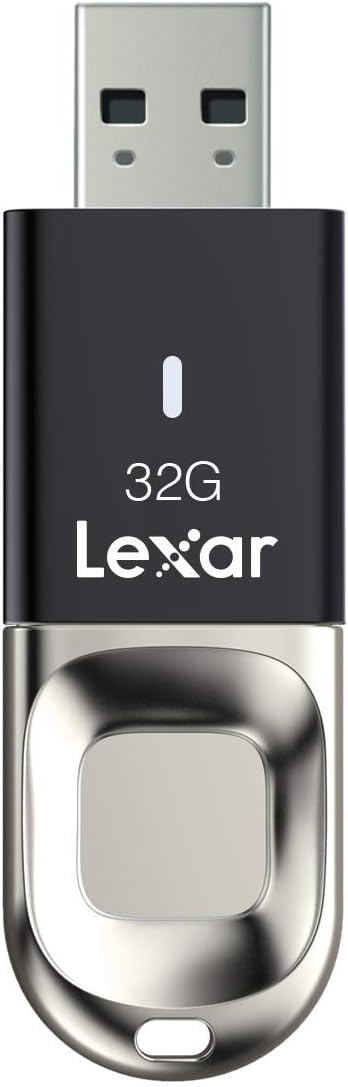 Lexar LJDF35-32GBNL Jumpdrive Fingerprint F35 32 GB USB 3.0 Flash Drive, Black/Silver Pack of 2
