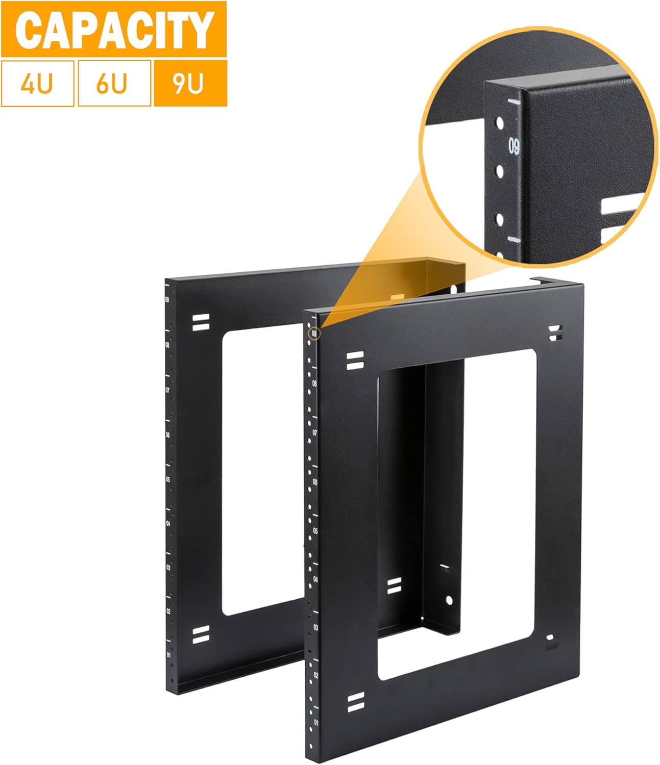 RIVECO 9U Open Frame Rack Wall Mount & Desktop Mount, No Assembly Required Server Rack for Network Equipment & Data AV HiFi Stereo Gaming Electronics Shelf Pack of 2
