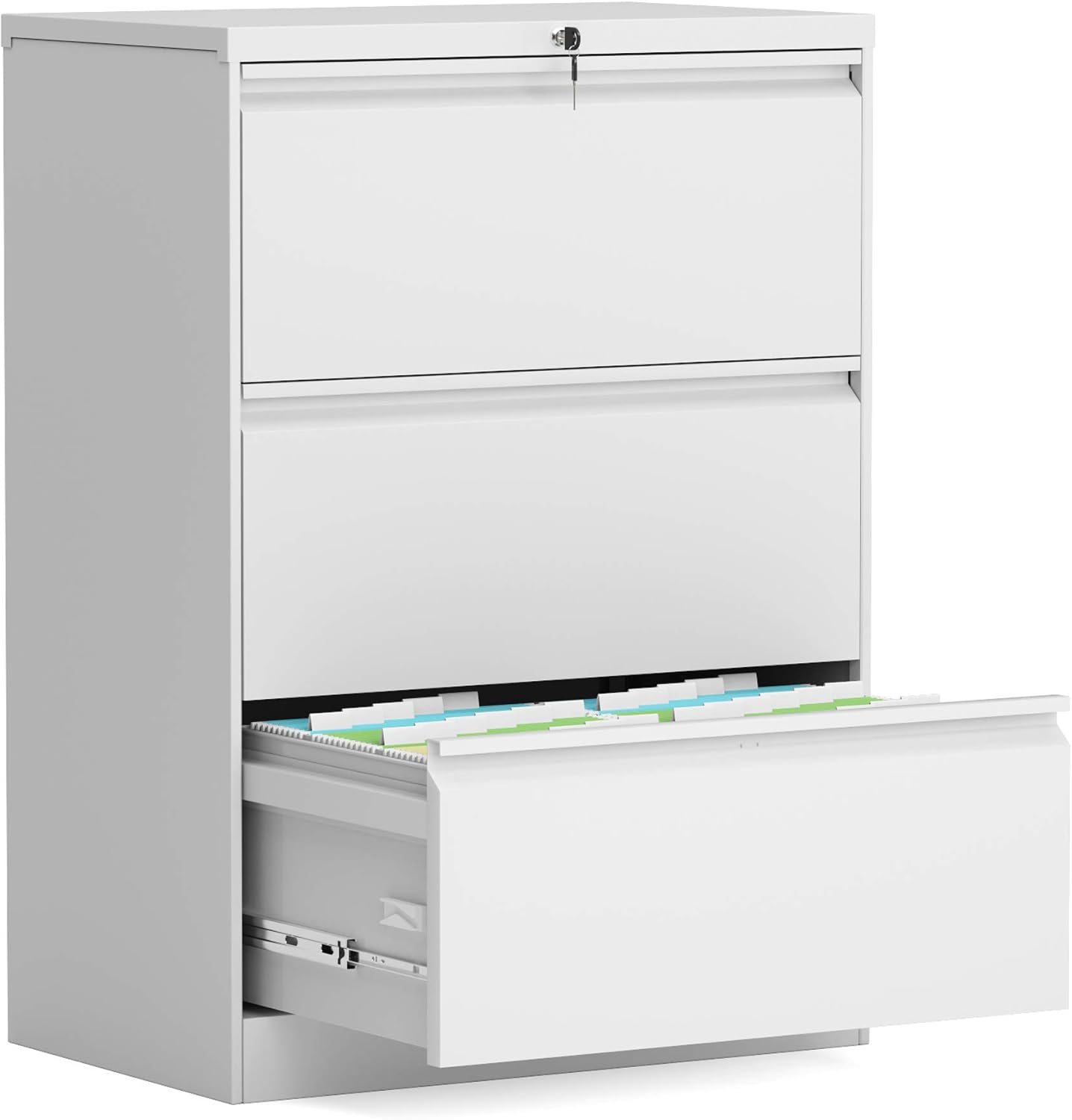 AOBABO Quickly Assemble Steel Lateral File Storage Cabinet with 3 Lockable Drawers, 28.25‘’W Letter/Legal Size File Cabinet, Metal 0 Screw File Cabinet for Office, Assembly Required (Black)