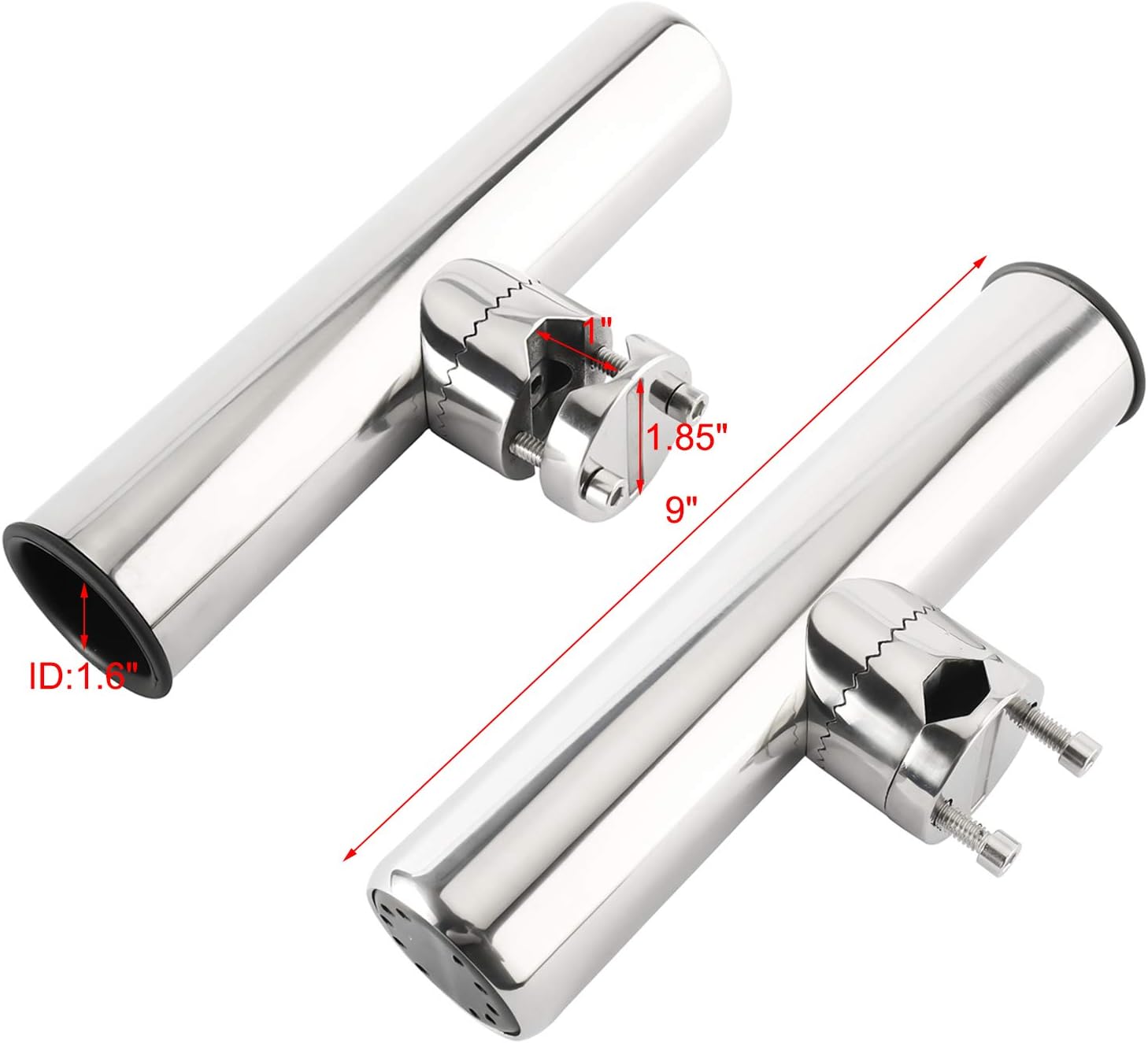 NovelBee 4 Pack of Stainless Steel Clamp on Fishing Rod Holder for Rail 7/8