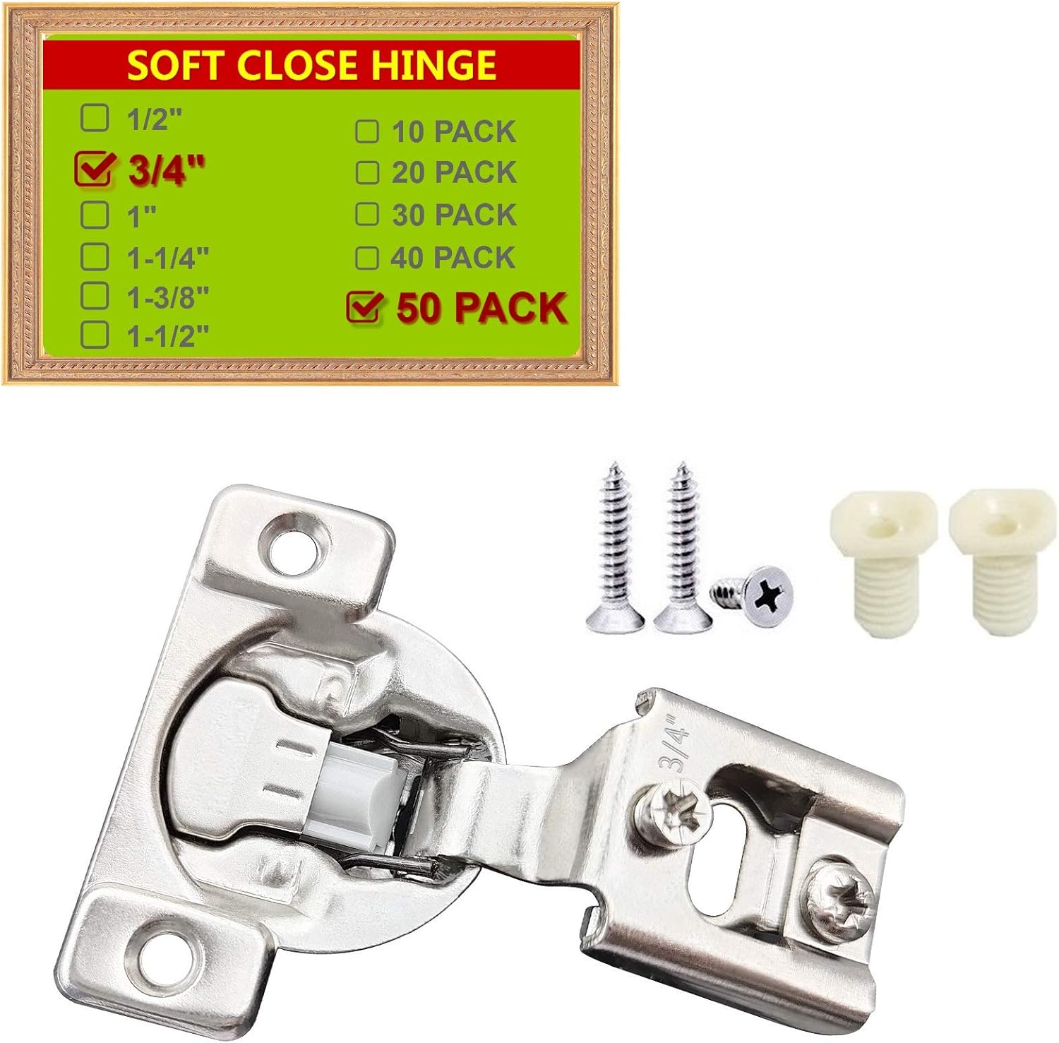STIANC Face Frame Soft Close 105° Compact Kitchen Cabinet Hinge (3/4