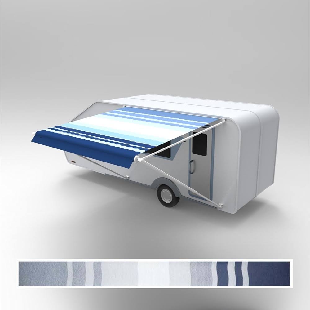 Retractable RV/Patio Awning - 12 x 8 Feet - Blue Striped | Aleko