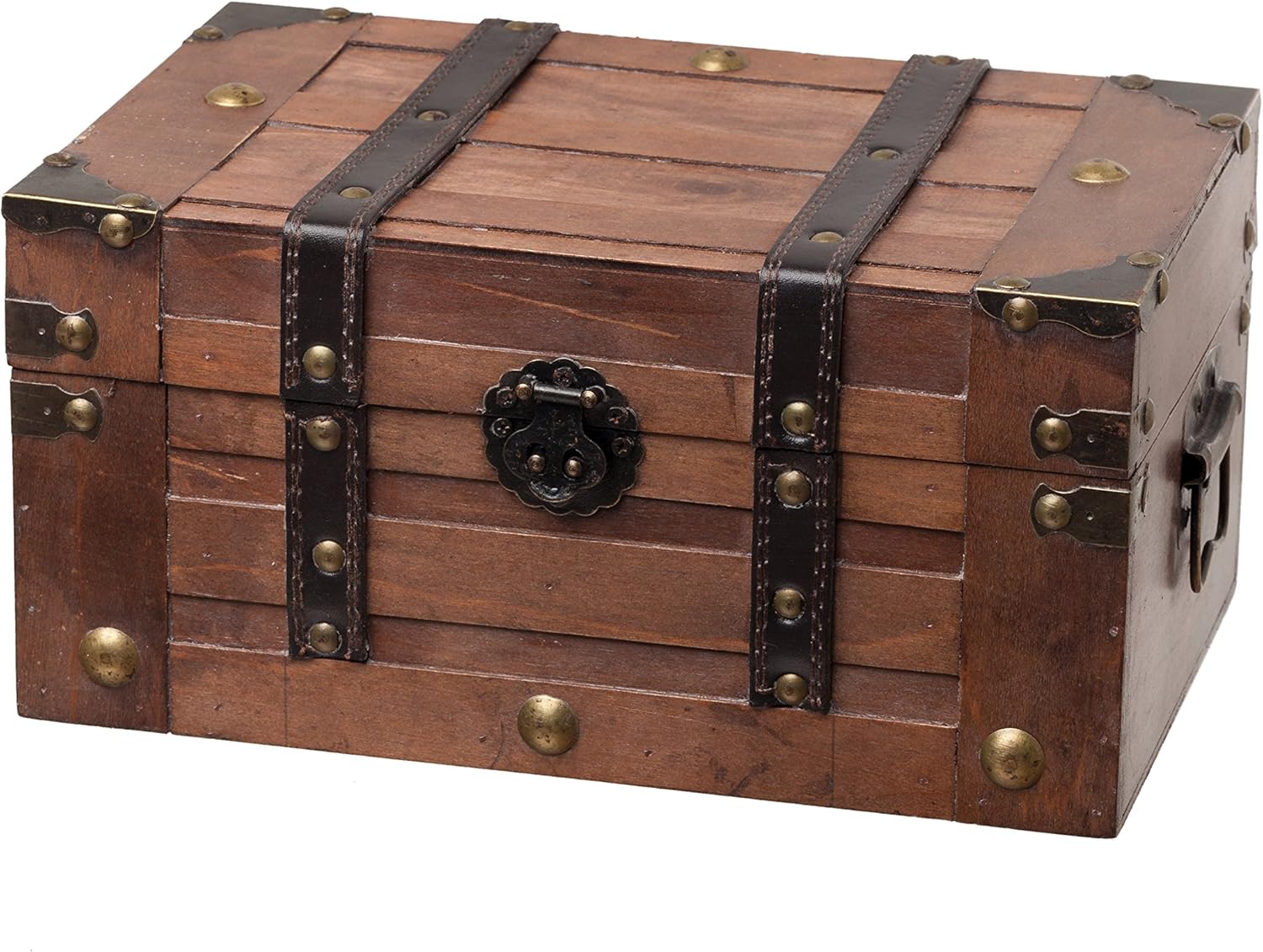 SLPR Alexander Wooden Chest - Set of 2 | Decorative Storage Trunk with Lid (Rustic Brown) | Antique Wood Chest Pack of 2
