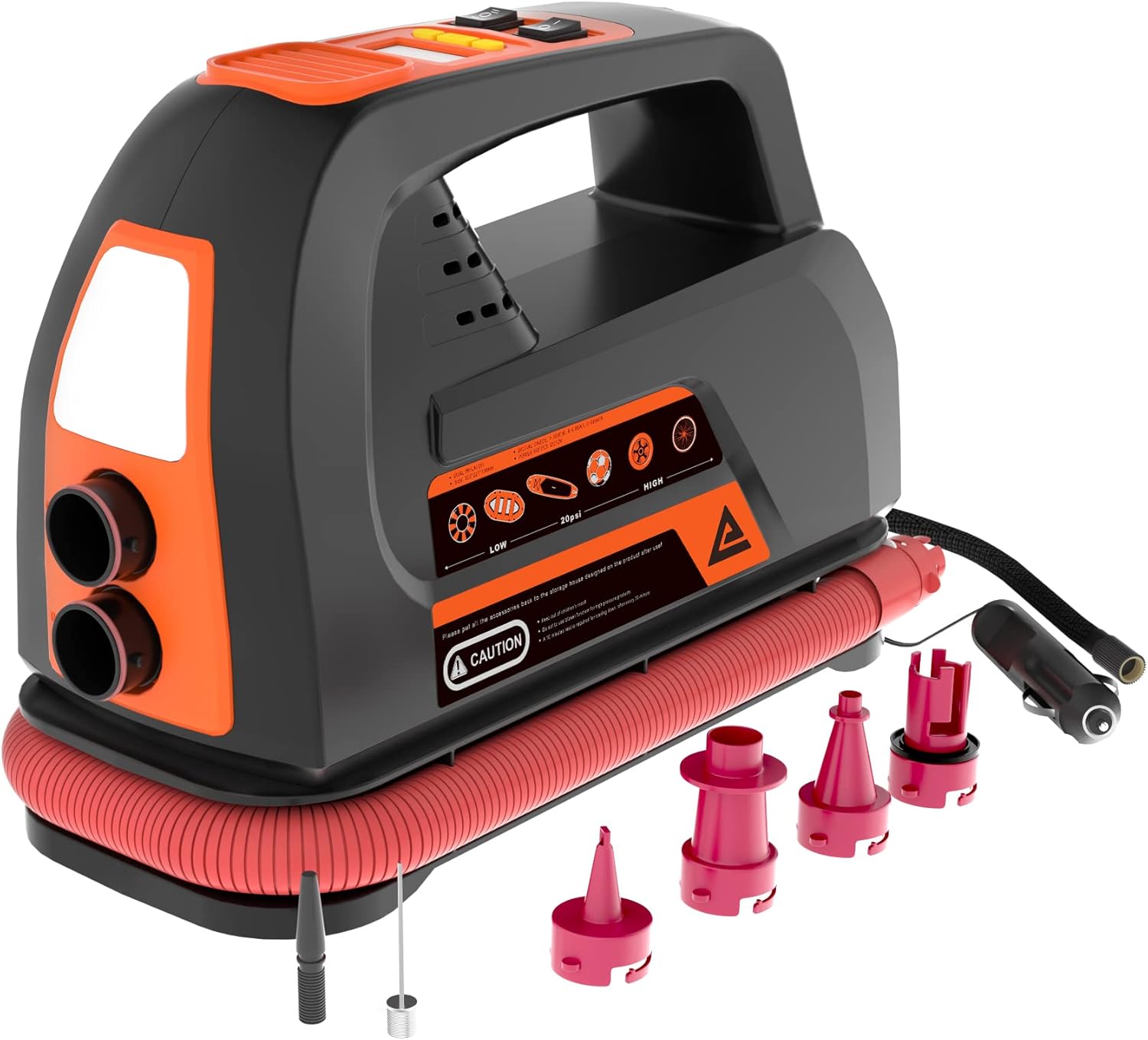 12V Air Compressor Tire Inflator ISUP Air Pump with Digital Pressure Gauge, 100PSI Dual Power Motor, Support Inflation & Deflation Modes, Portable Air Compressor for Cars, Bikes, SUP, etc. Pack of 2