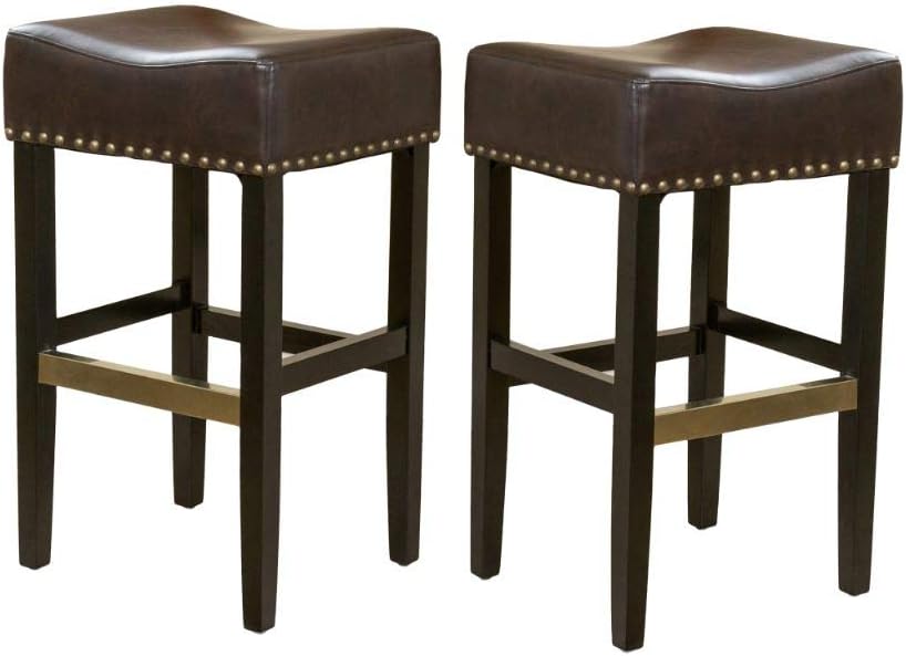 Christopher Knight Home Louigi Backless Leather Barstools, 2-Pcs Set, Brown