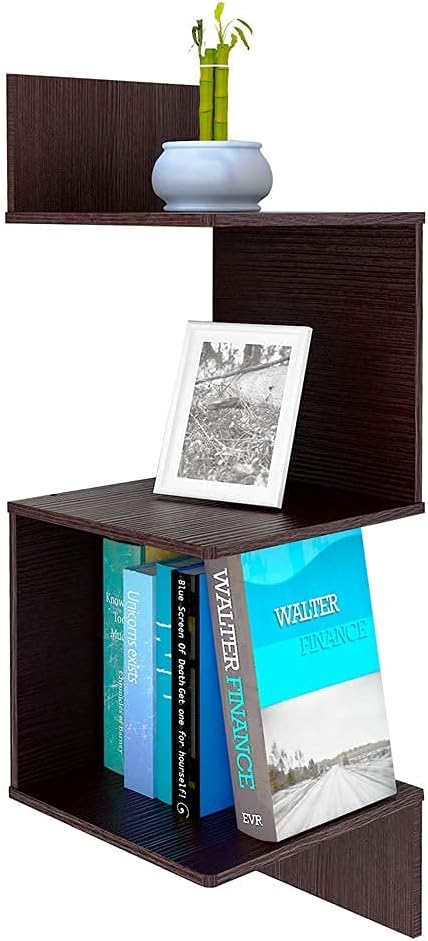 Capelli Hanging Square Corner Wall Shelf Elegant Shelf with Three Levels - 3 Levels Zig Zag Floating Wall Mount - Strong Wooden Corner Shelf Storage Organizer (Rustic Oak) Pack of 2