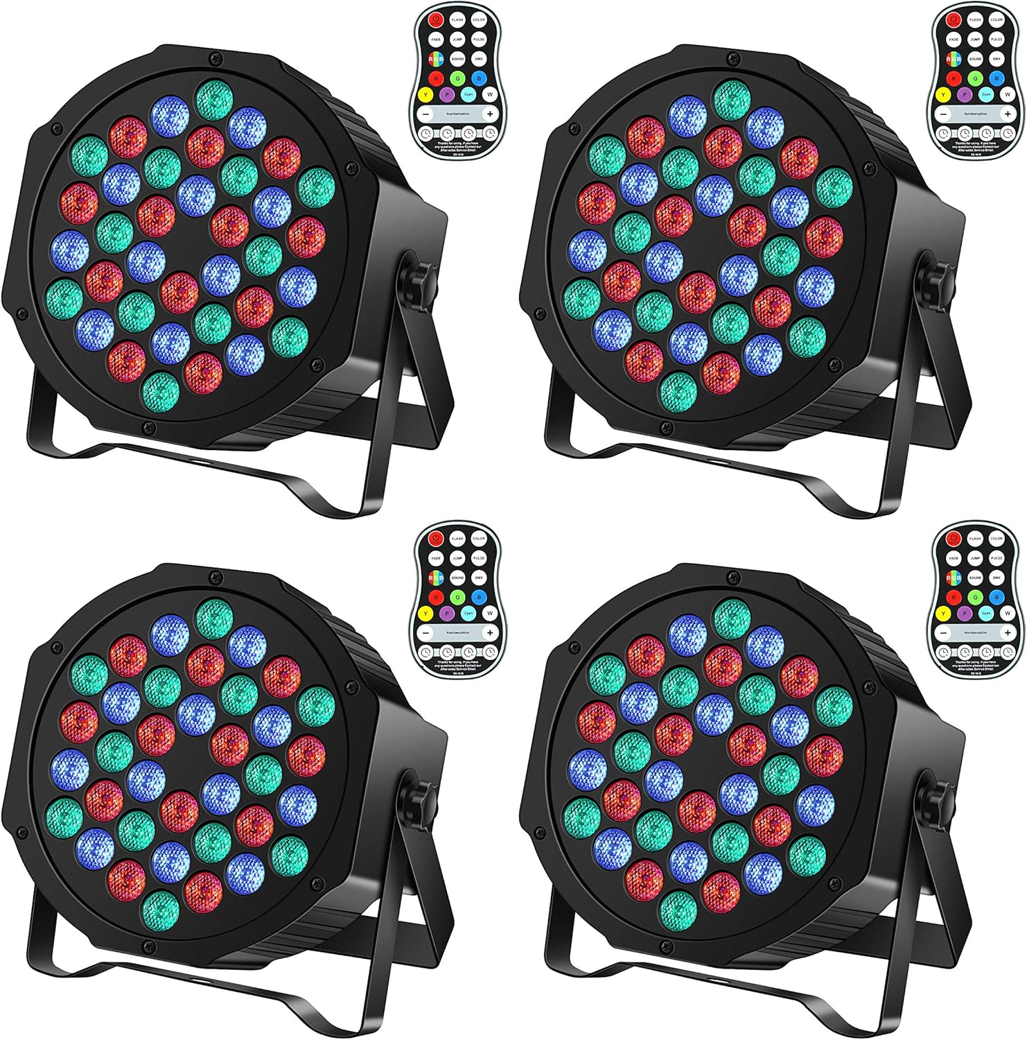 Rechargeable Par Can Lights U`King Wireless LED Uplights Battery Powered Uplighting with RGB 36W Stage Lighting Up Lights for Wedding DJ Disco Events Indoor Dance Party Church Live (4 Pack)