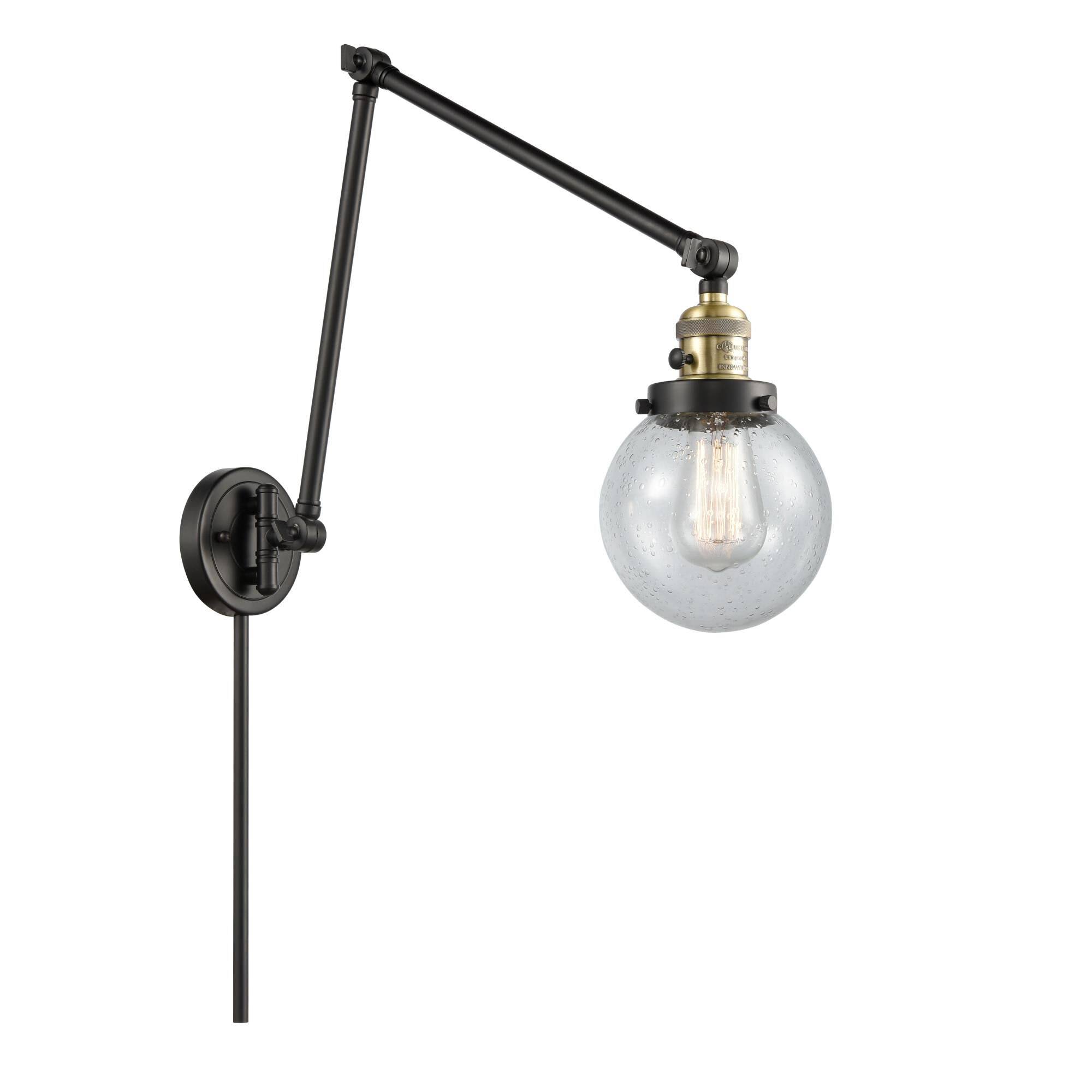 Innovations 238-BAB-G204-6 Beacon 1 Light Swing Arm in Black Antique Brass