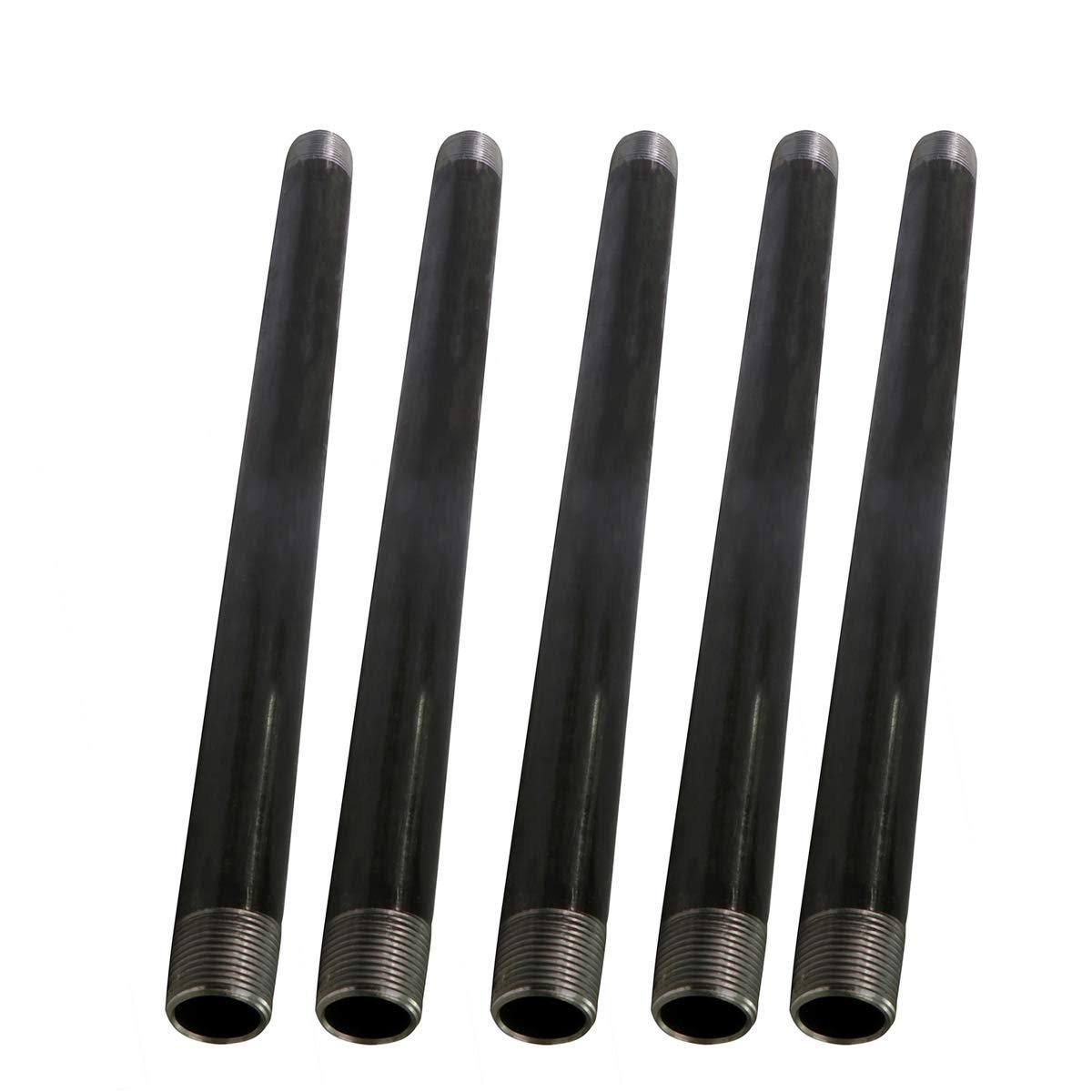 Everflow PCBL3472-5 Pre Cut Industrial Steel PIPE, Three Quarter inch Threaded Black Pipe Nipples for DIY Vintage Furniture, 3/4