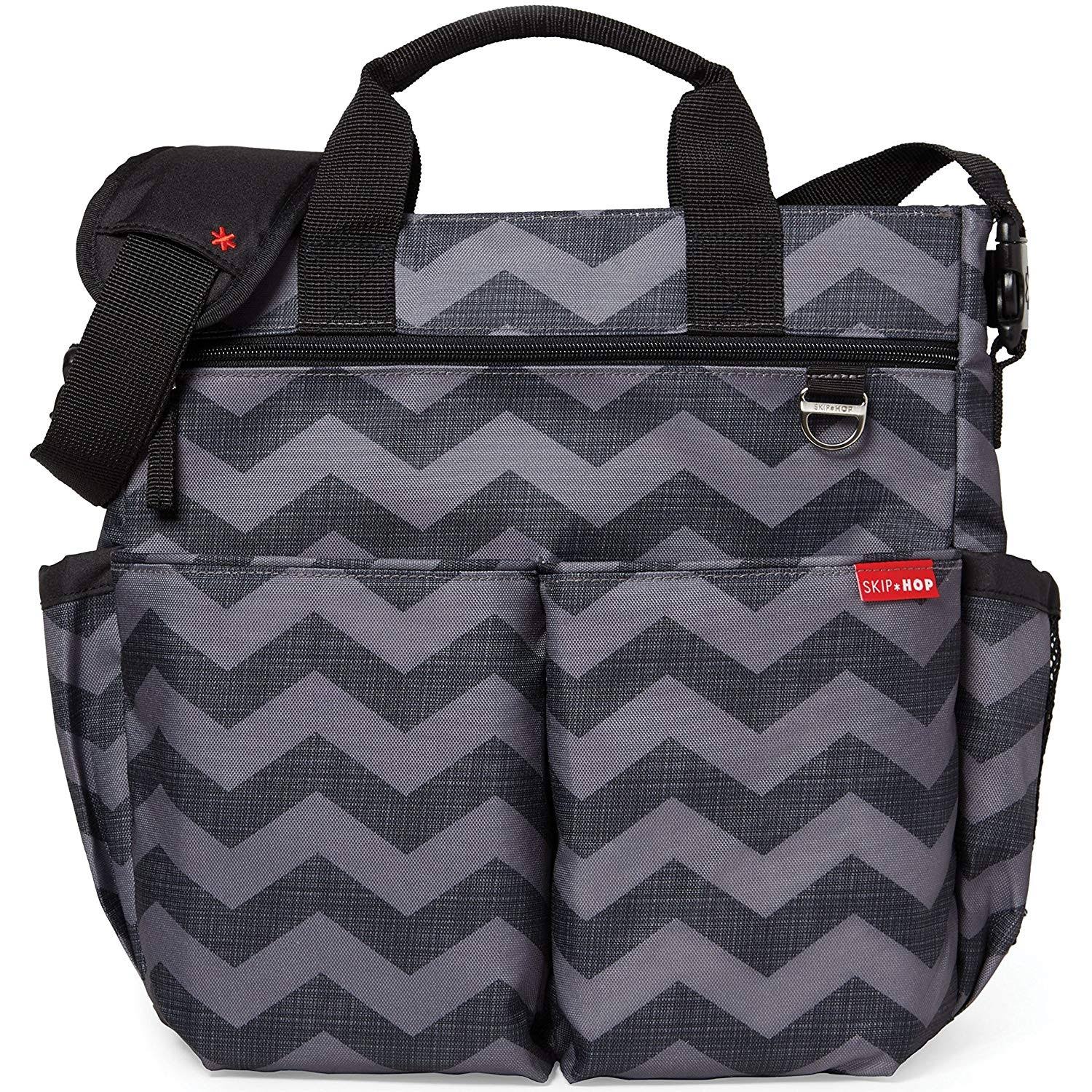 Skip Hop Duo Signature Changing Bag (Black /Grey, Tonal Chevron)