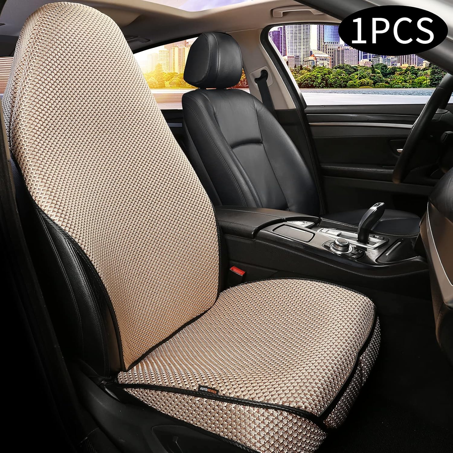 Auto Newer Luxury Bucket Car Seat Cover ,Breathable Car Seat Cover Fit Four Seasons, Front Car Seat Cushions, Bottom Seat Covers of Full Wrapped Edge ,Universal Fit for 95% Vehicles (Black)