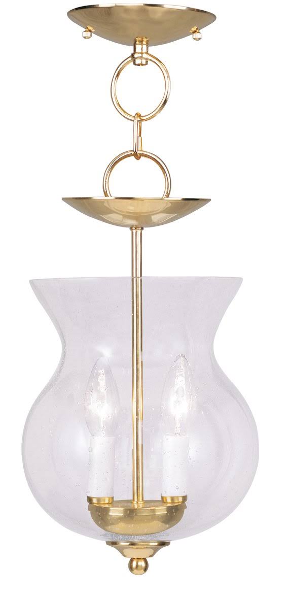 Legacy 2-Light Convertible Chain Hangceiling Mount Polished Brass Livex Lighting 4392-02