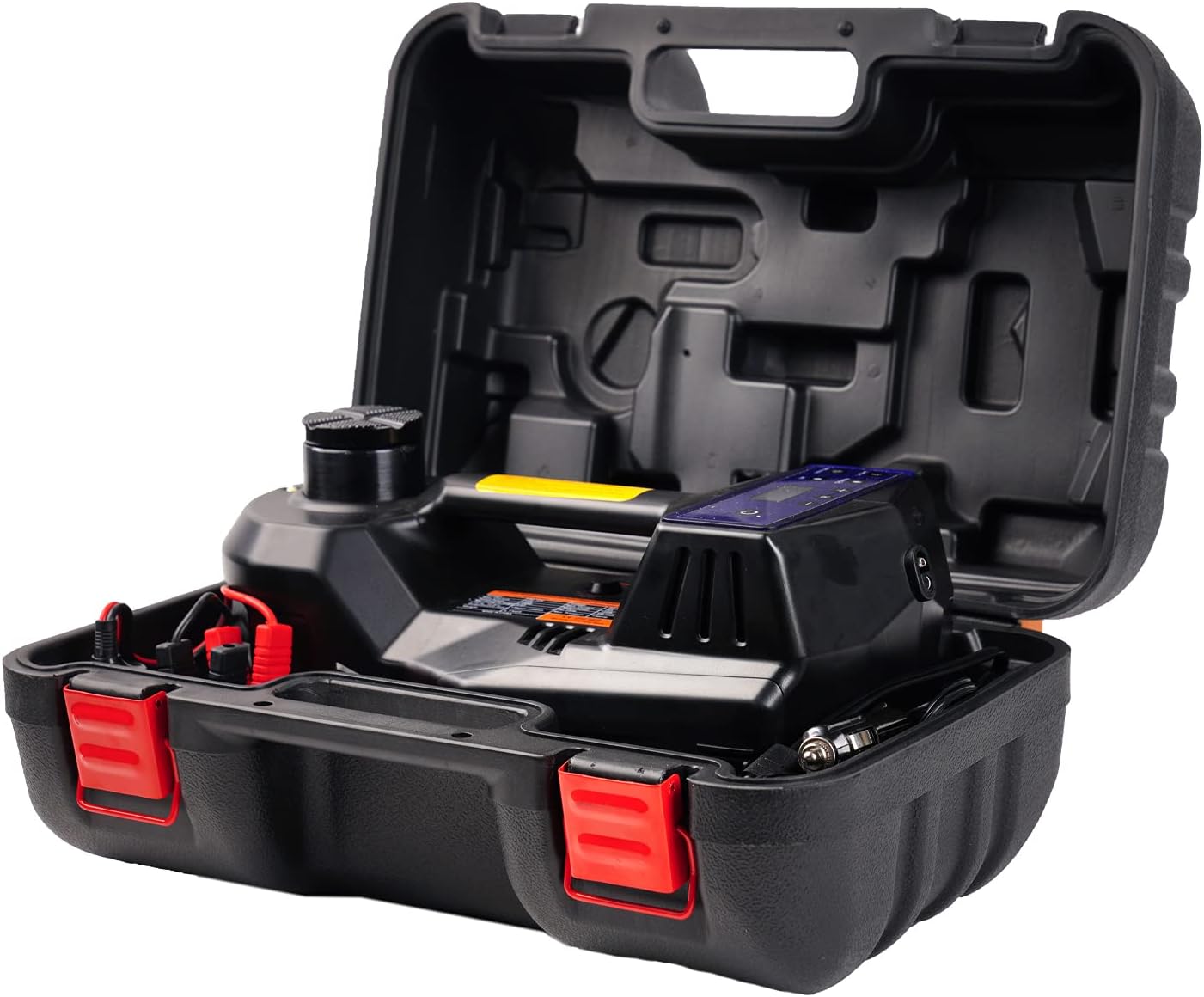 FEANISIFEI Touchscreen Control Electric Car Jack 5 Ton 12V Electric Jack with Built-in Inflatable Pump Electric Hydraulic Jack for SUV Car Tire Change-Black