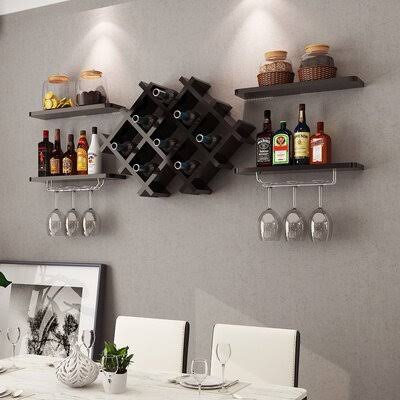 Christalle 8 Bottle Wall Mounted Wine Bottle u0026 Glass Rack Latitude Run Finish: Black