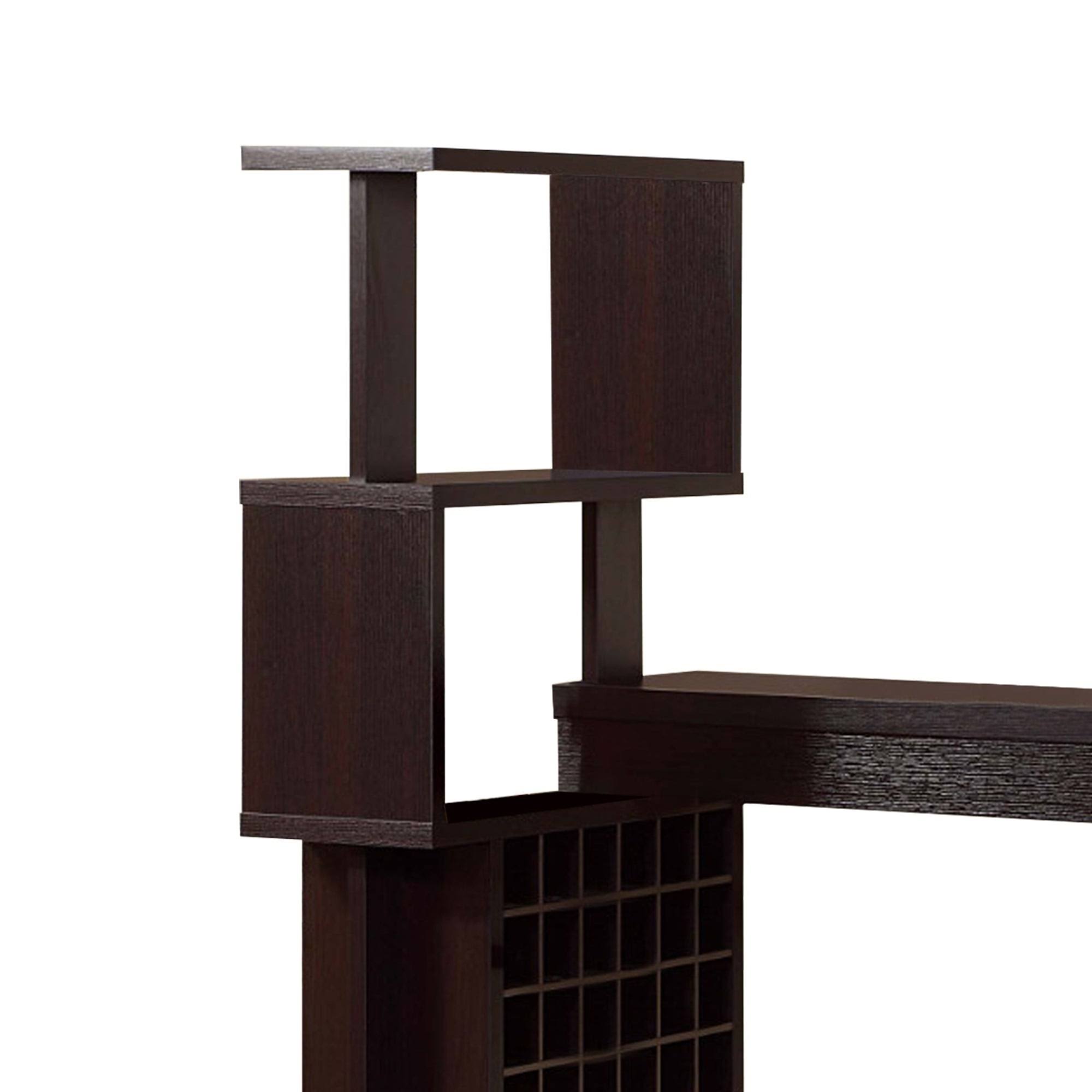 Well Designed Brown Bar Table with Wall Unit with Wine Racks