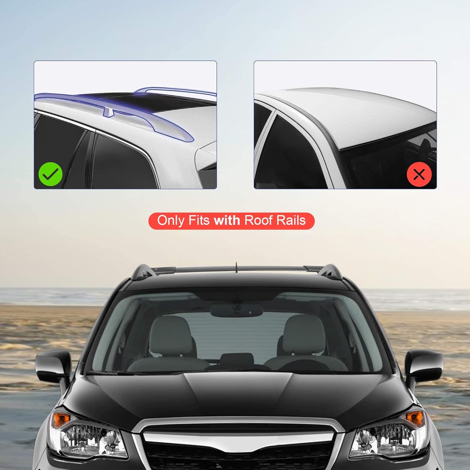 MOSTPLUS Roof Rack Cross Bar Rail Compatible for 2014-2022 Subaru Forester with Raised Side Rails