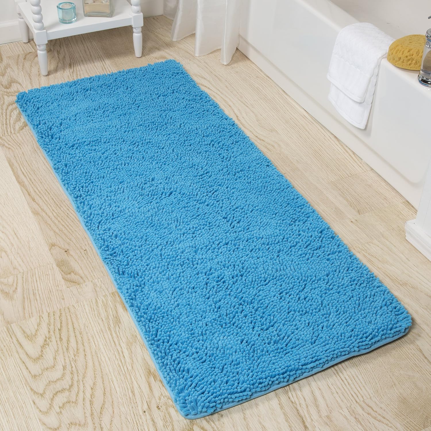Bedford Home, Grey BH Memory Foam Shag Bath Mat (24x58), 24 inches x 58 inches x 1.25 inches Pack of 2