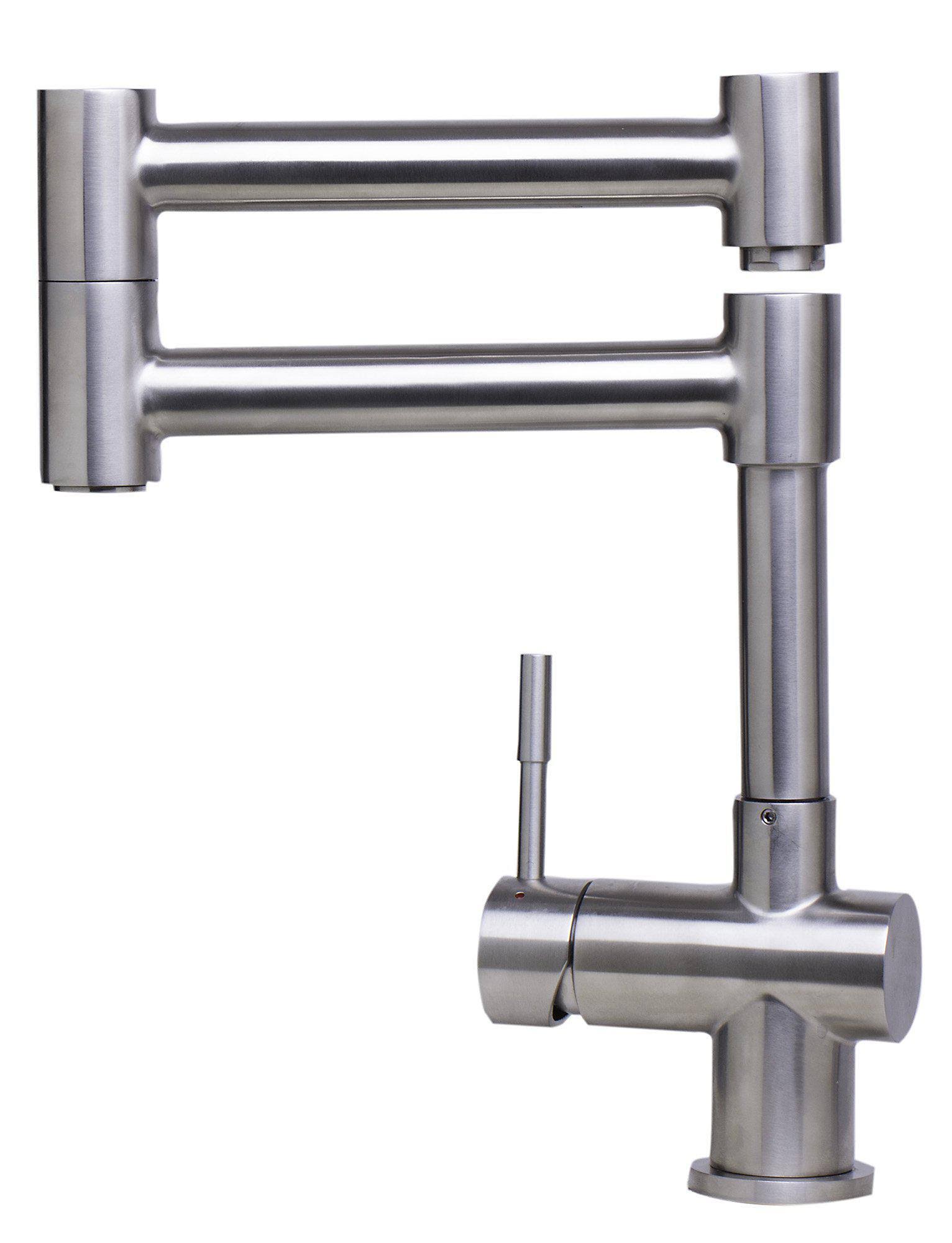 Alfi Brand AB2038-BSS Solid Brushed Stainless Steel Retractable Single Hole Kitchen Faucet