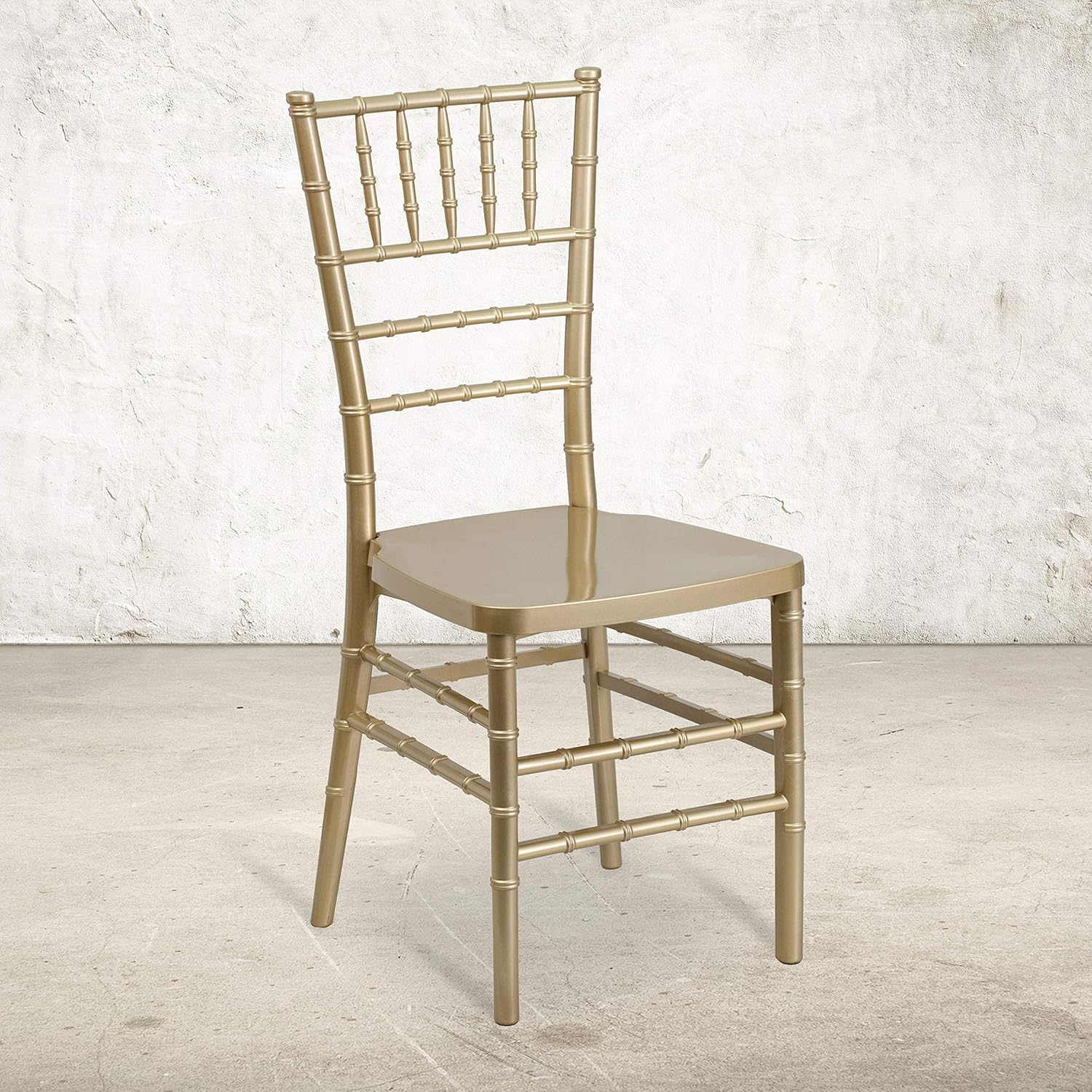 EMMA + OLIVER White Resin Stacking Chiavari Chair