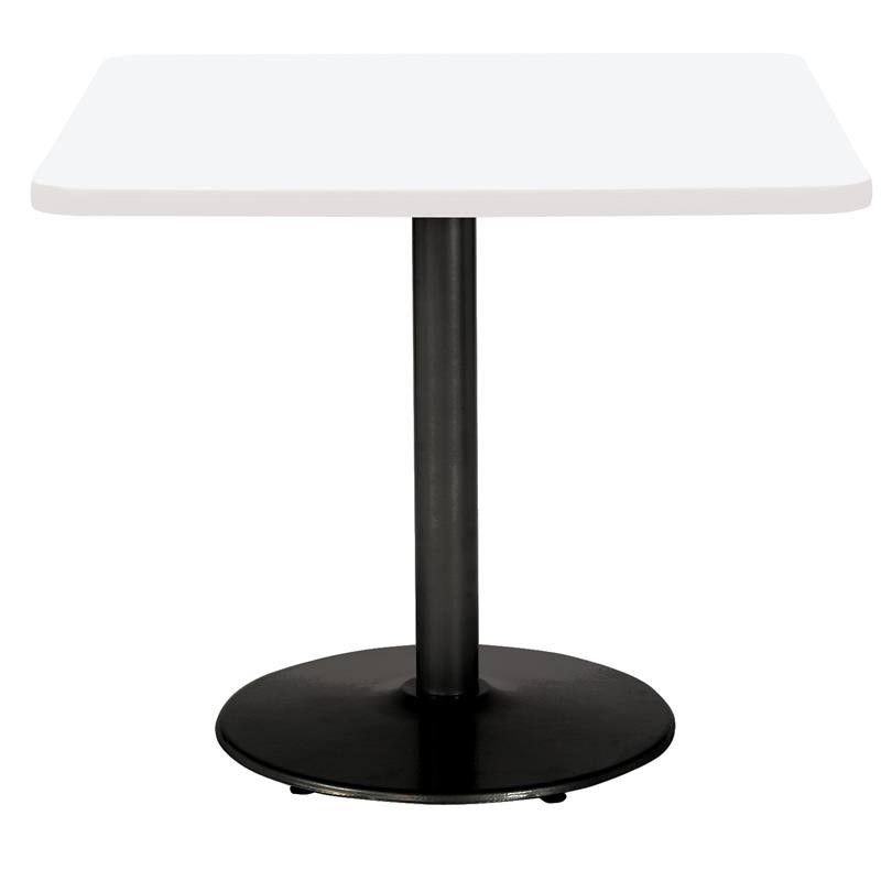 KFI Mode 30 inch Square Breakroom Table, Designer White, Black Base, Bistro Height
