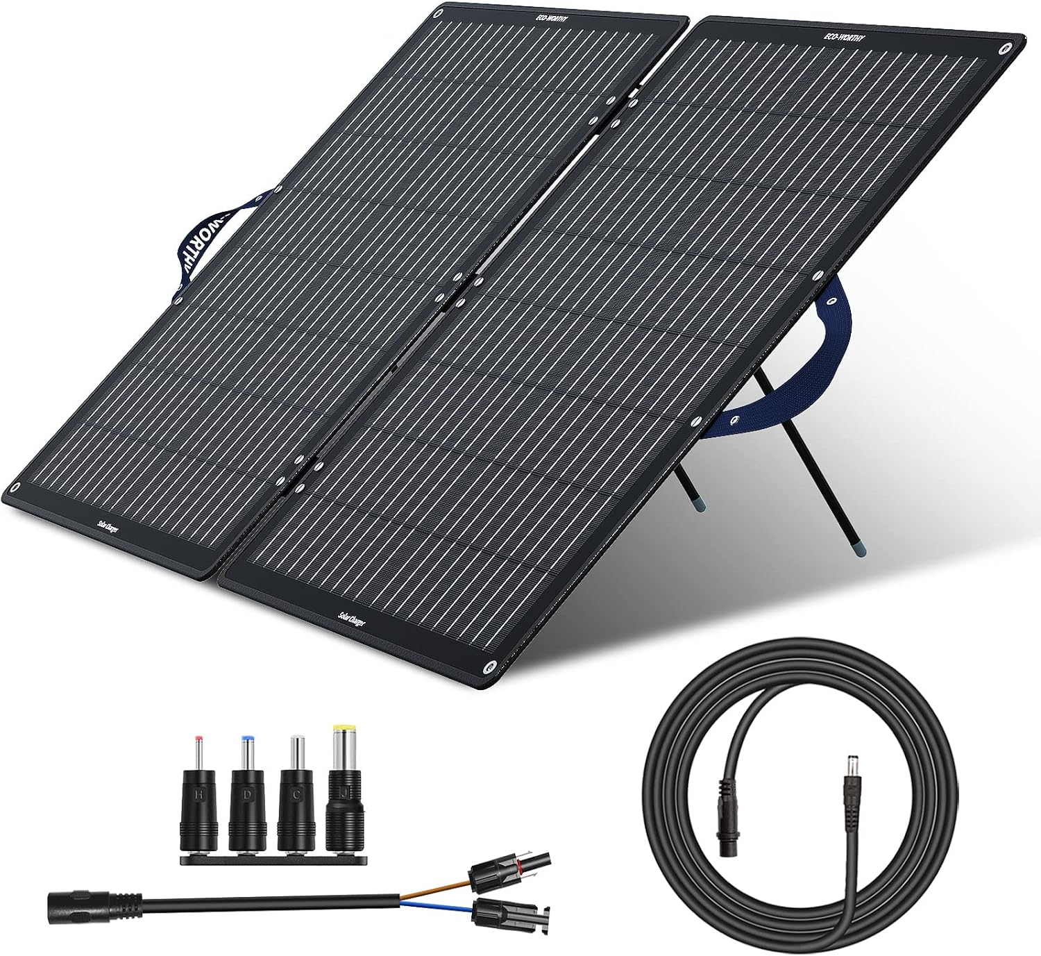 ECO-WORTHY 100W Foldable Solar Panel with Adjustable Kickstand for Jackery/Flashfish/BALDR/Goal Zero Portable Generator Power Station, Upgraded Portable Solar Power for Outdoor Camping RV Off Grid