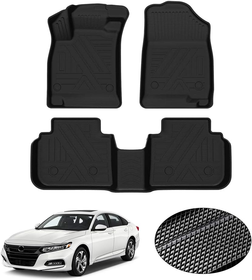 KUST Custom Fit for Floor Mats Honda Accord 2022 2021 2020 2019 2018 Floor Liners All Weather Protection 1st & 2nd Row Liners Black Non-Slip