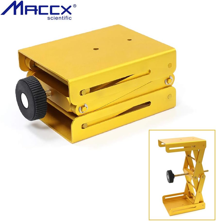 Maccx Lab Support Jack, Gold Color, Aluminum Table, Dim of Platform 5.9