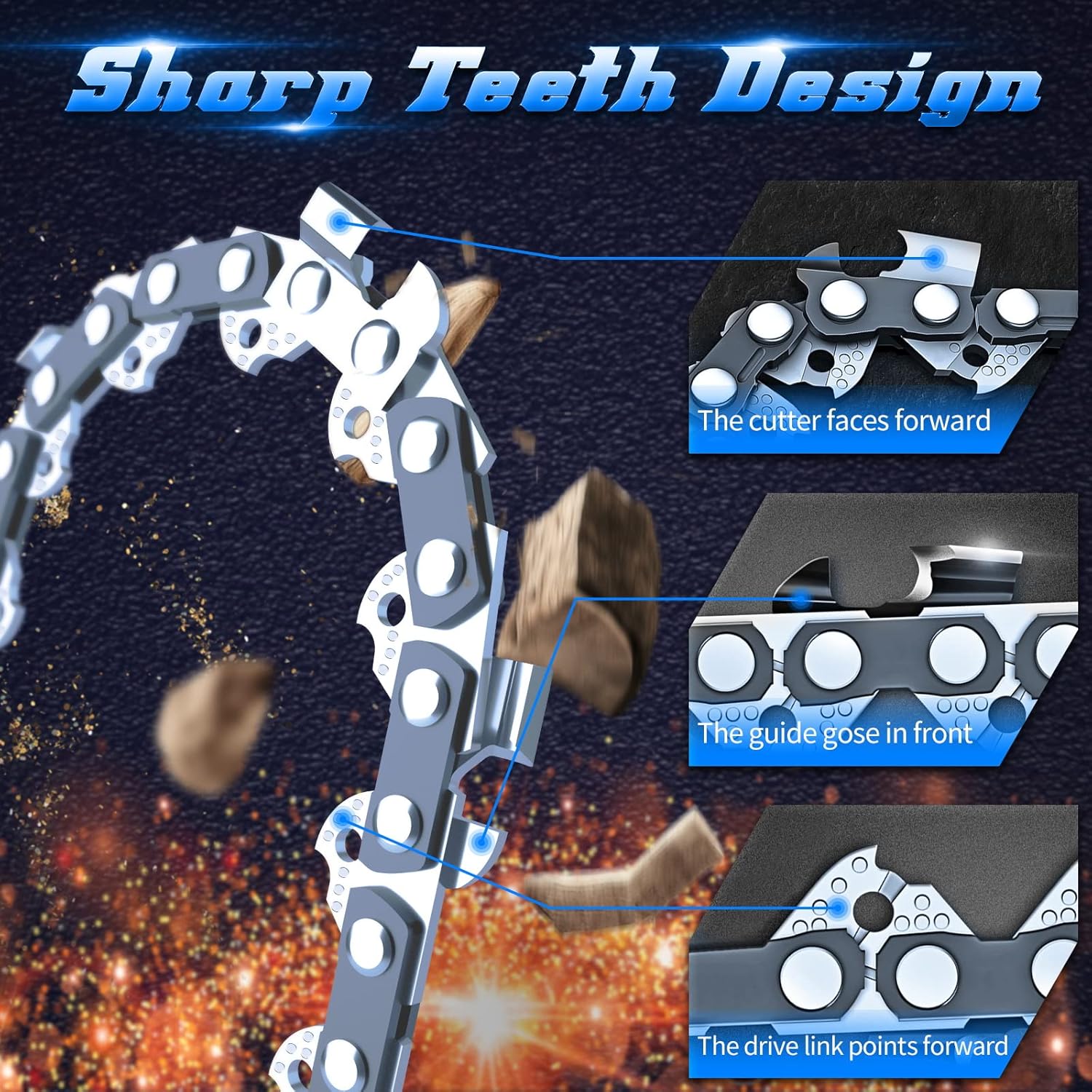 Mini Chainsaw Replacement Cordless Electric Portable Chainsaw Chain 4 Inch 2Pcs-Pack, Universal Use for Mini Cordless Electric Chainsaw Pruning Shears Chain Saw Super Saw (2 Pieces,4 Inches) Pack of 2