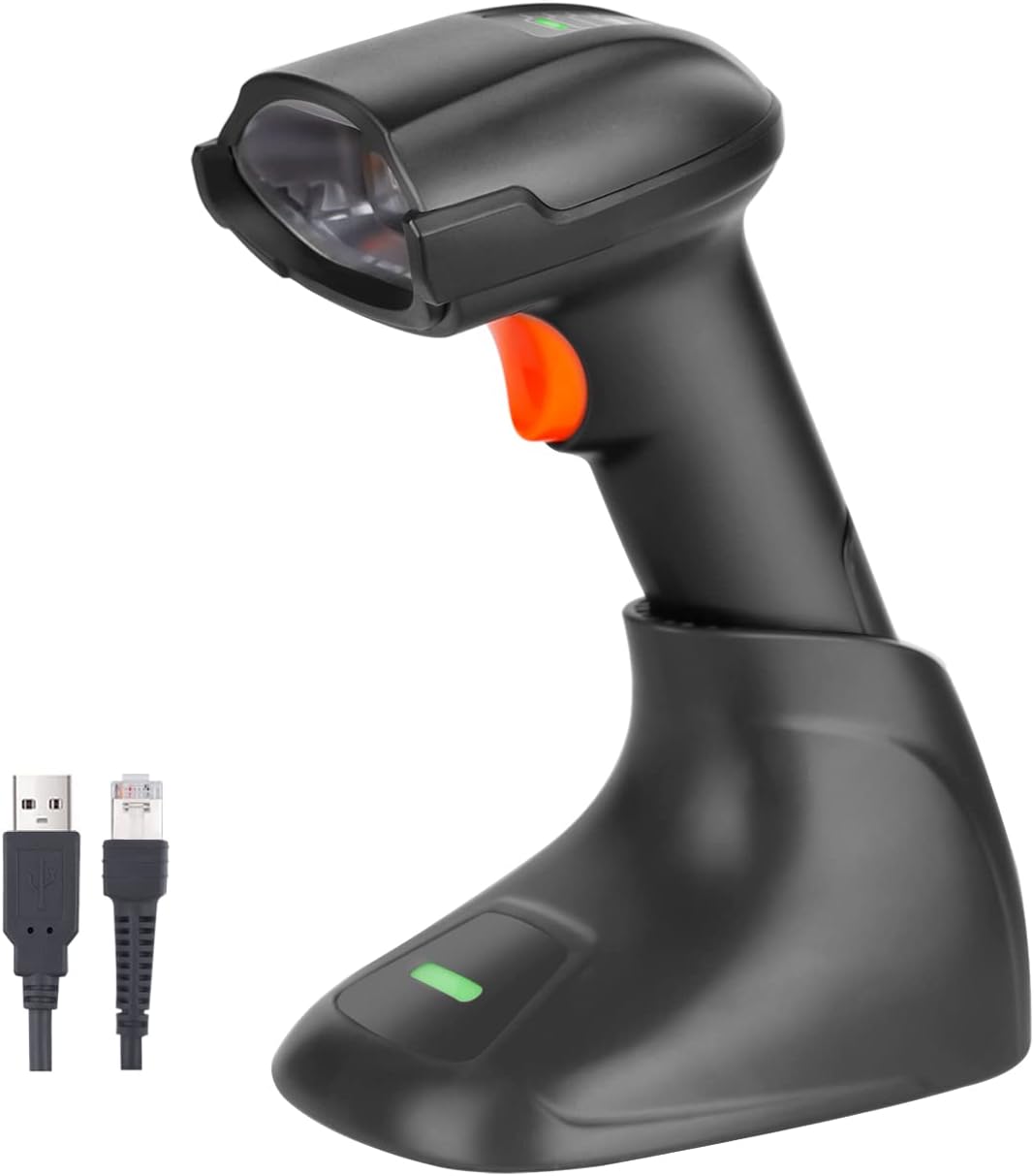 Tera 2D Wireless QR Barcode Scanner with USB Charging Cradle Removable Battery, 2D QR 1D Handheld Bar Code Reader D6200 Pack of 2