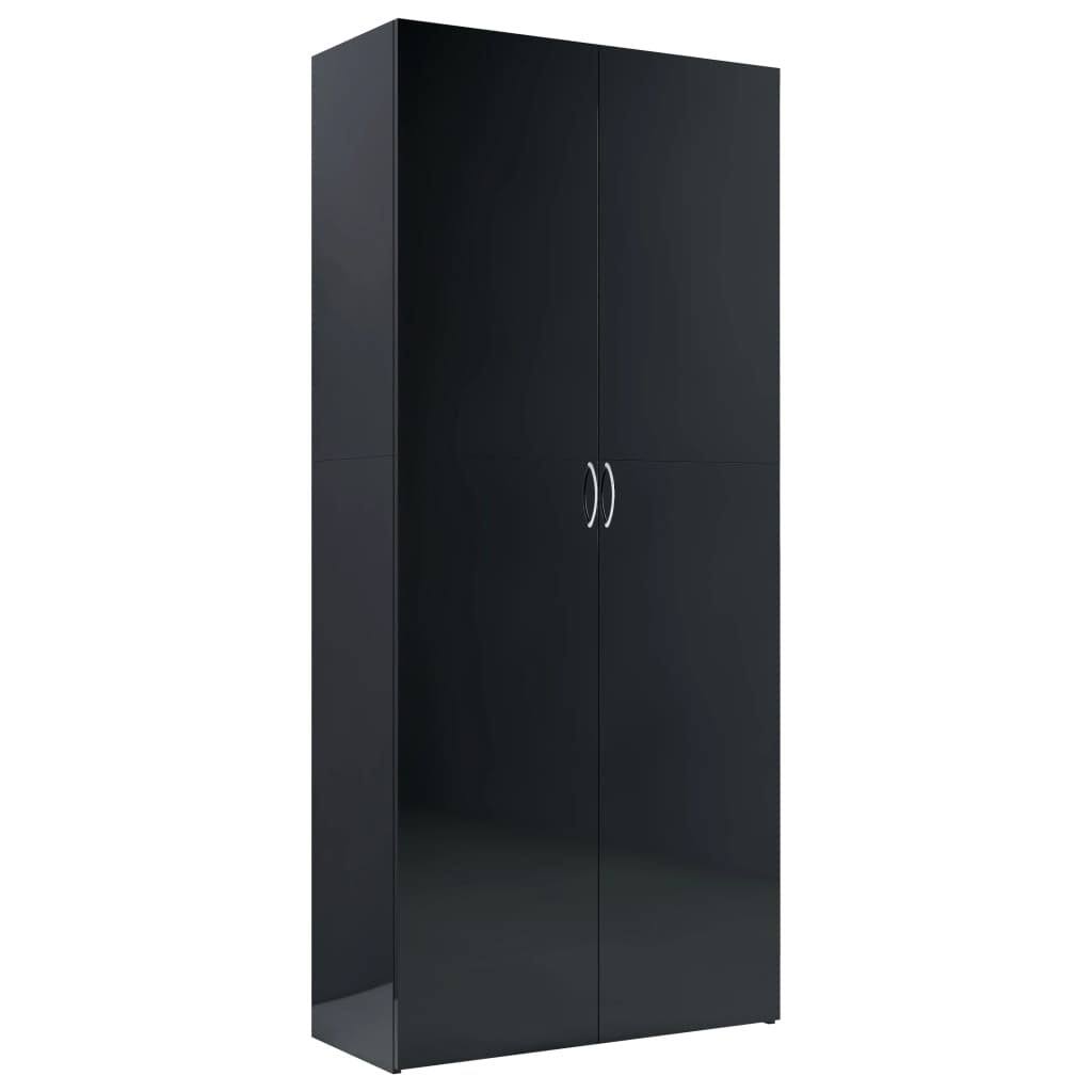 vidaXL Storage Cabinet High Gloss Black 31.5x22x14x22x70.9x22 Chipboard