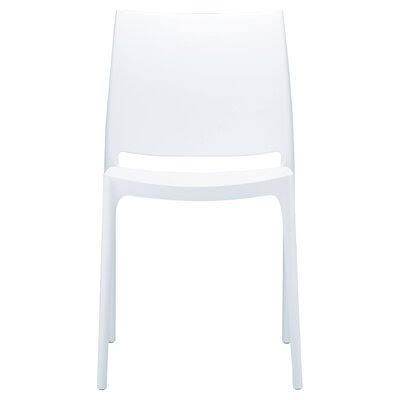 Burt Stacking Patio Dining Side Chair (Set of 2) Color: White