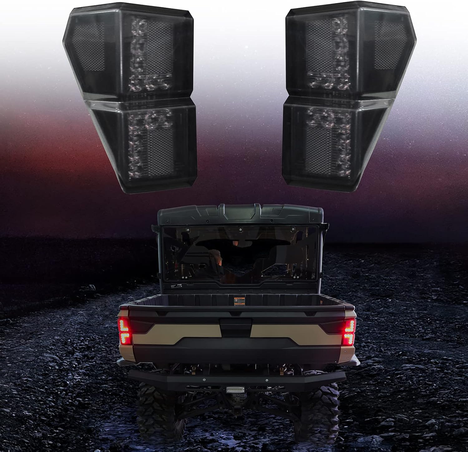 Ranger Smoked LED Tail Light Assembly,CPOWACE Black Rear Brake Lamp Left&Right Taillights Compatible with Polaris Ranger XP/1000/Crew 2018-2022,Replace 2413766