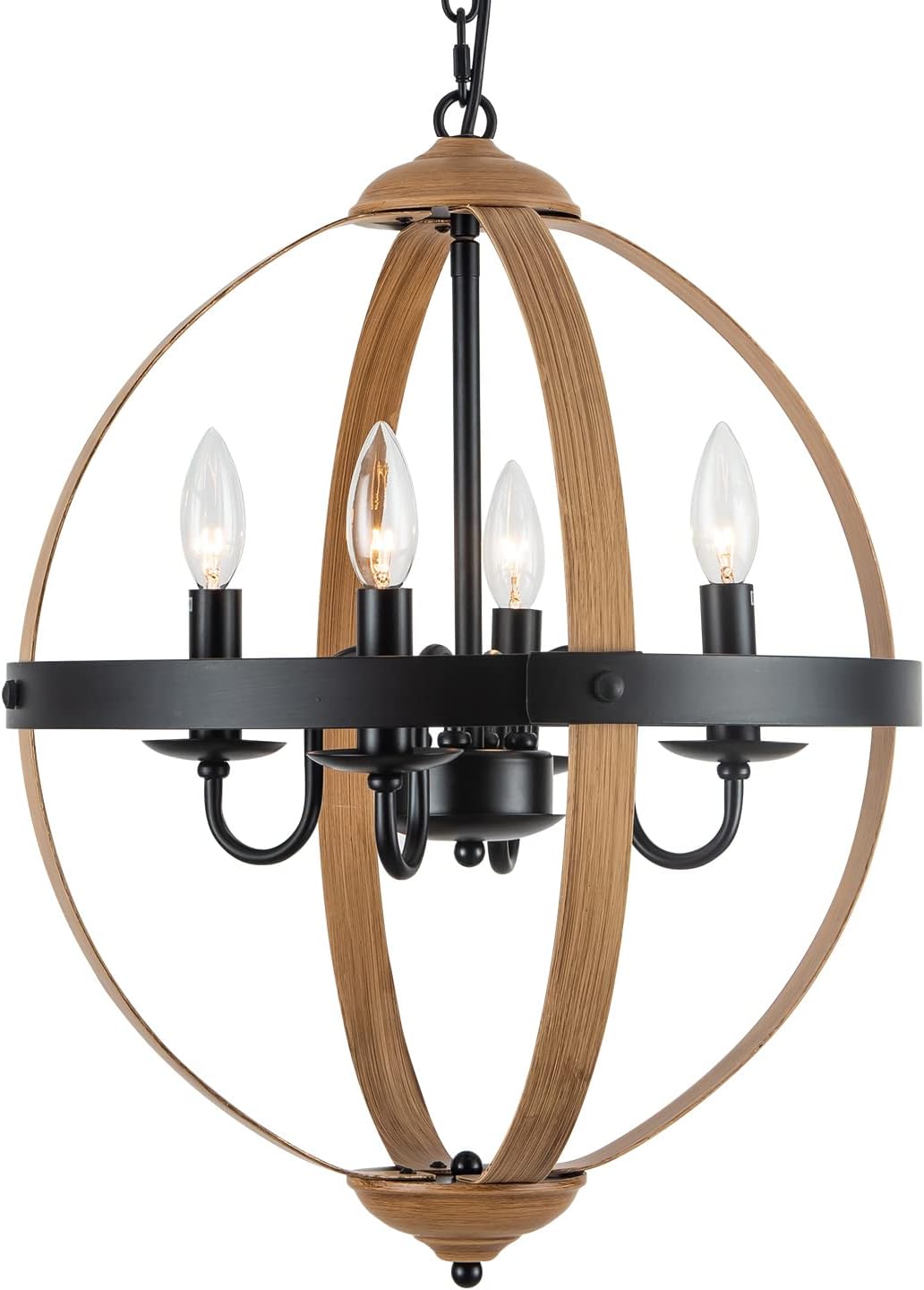 Farmhouse Dining Room Chandelier, Black 6-Lights Candelabra Industrial Chandelier for Dining Room Kitchen Island Living Room Foyer Bedroom Rustic Chandelier, 28 inches