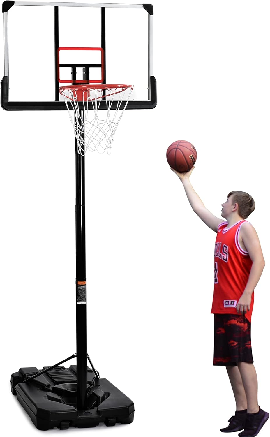 Merax Portable Basketball System Basketball Hoop & Goal with 44&rdquo; Backboard, Breakaway Rim, 10ft Adjustable Height and Wheels for Youth, Adult Yard Driveway Fun