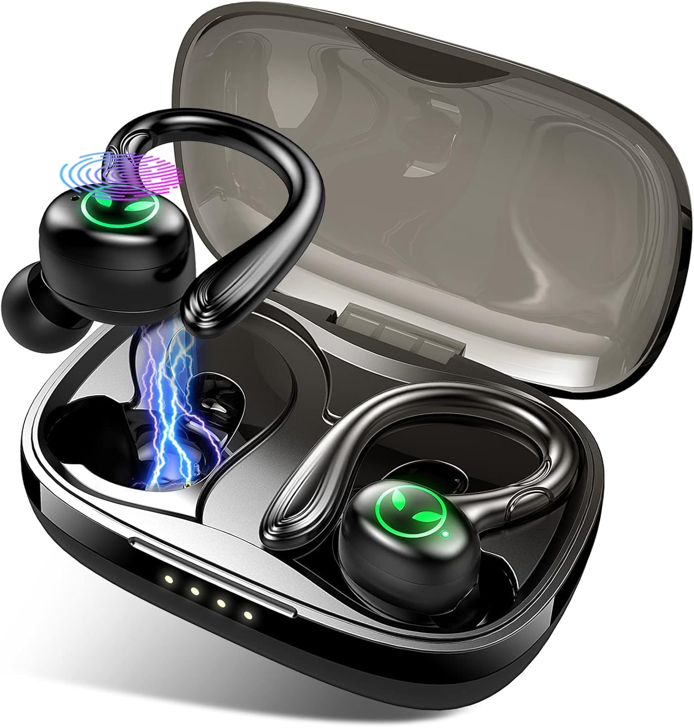 Wireless Earbud, Bluetooth 5.1 Sport Headphones with Earhooks, Wireless Earphones HiFi Stereo Bluetooth Earbud in Ear with Mic, 40H Playtime, IP7 Waterproof, Touch Control, Noise Cancelling, Running Pack of 2