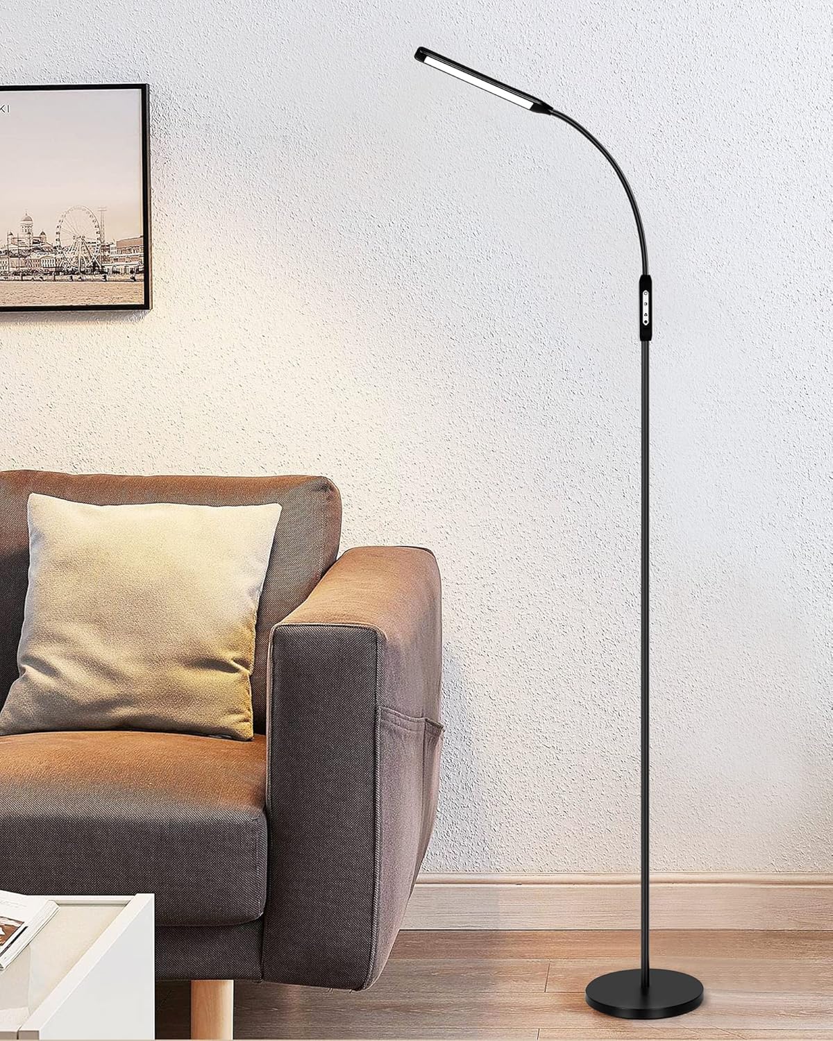 Led Floor Light, Dimmable Standing Light with Remote Control and Timer, 5 Brightness Levels & 5 Colors ,1800lm , Modern Reading Adjustable LED Floor Light, for Living Room Bedroom Office (White) Pack of 2